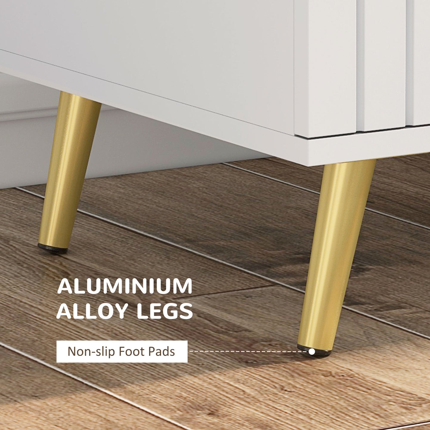 HOMCOM 3 Drawer Cabinet, Drawer Chest for Bedroom, Chest of Drawers with Aluminium Legs and Gold Handles, Dark Grey