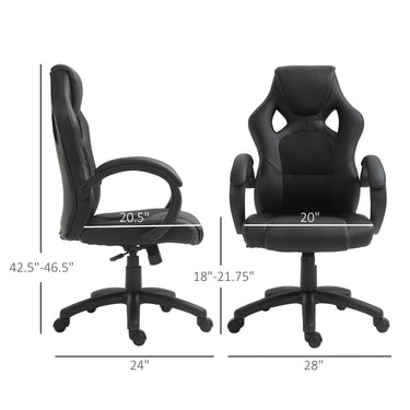 HOMCOM Racing Gaming Chair Office Chair Computer Desk Gamer Chair with Swivel Wheels, Padded Headrest, Tilt Function, Black