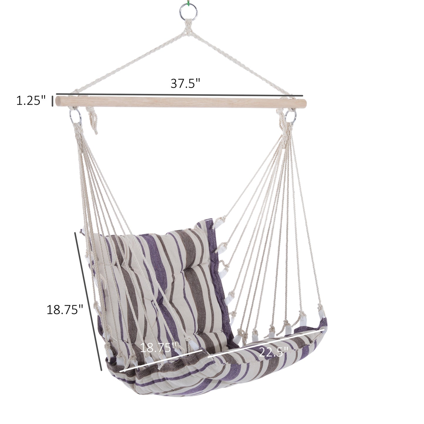 Outsunny Portable Hanging Woven Hammock Seat Rope Swing Chair Sleeping Bed for Outdoor Garden Yard Camping Blue
