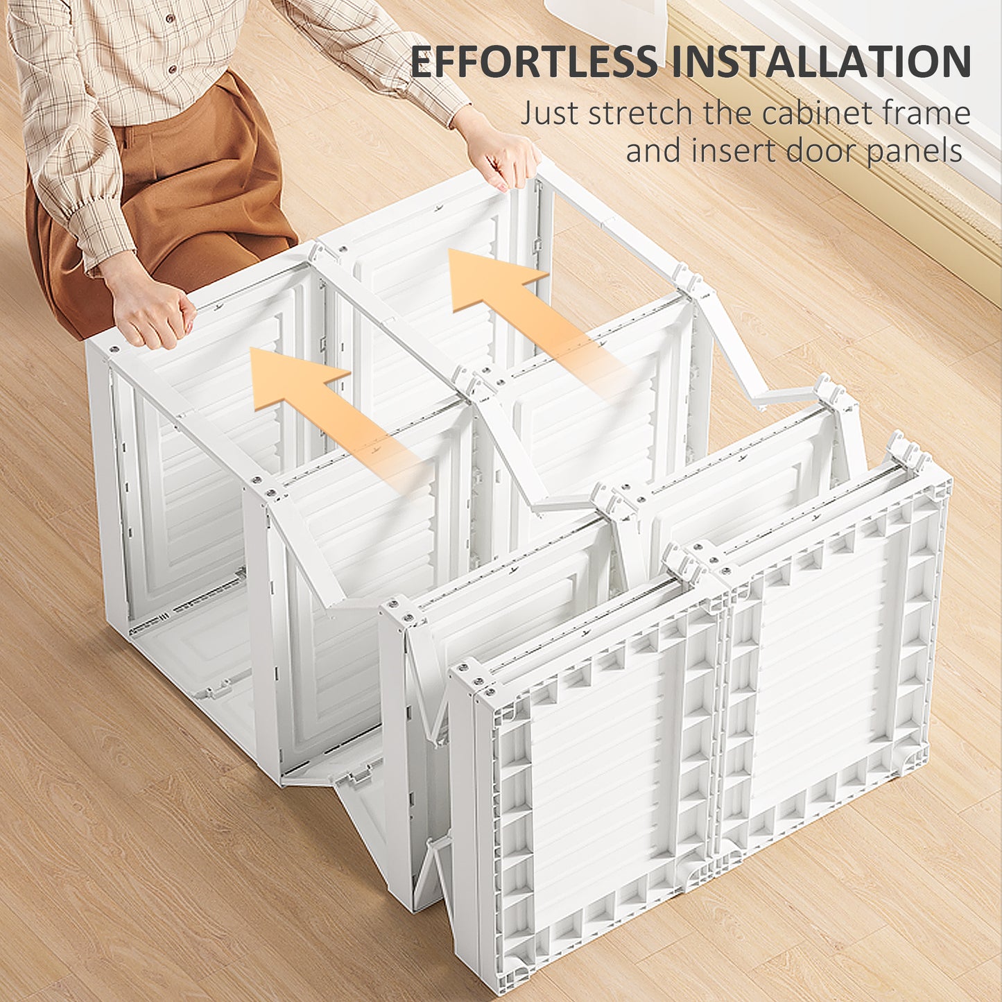 HOMCOM Portable Wardrobe Closet, Folding Bedroom Wardrobe, Clothes Storage Organizer with Cube Compartments, White