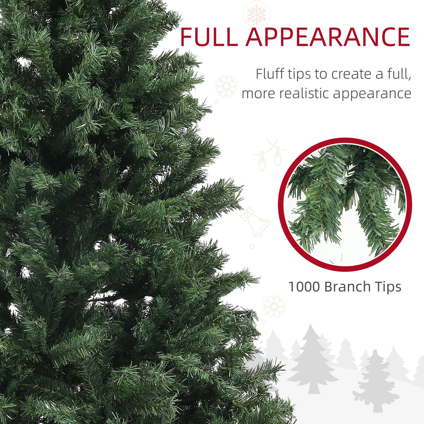 HOMCOM 6ft Artificial Christmas Trees with Auto Open and Steel Base, Green