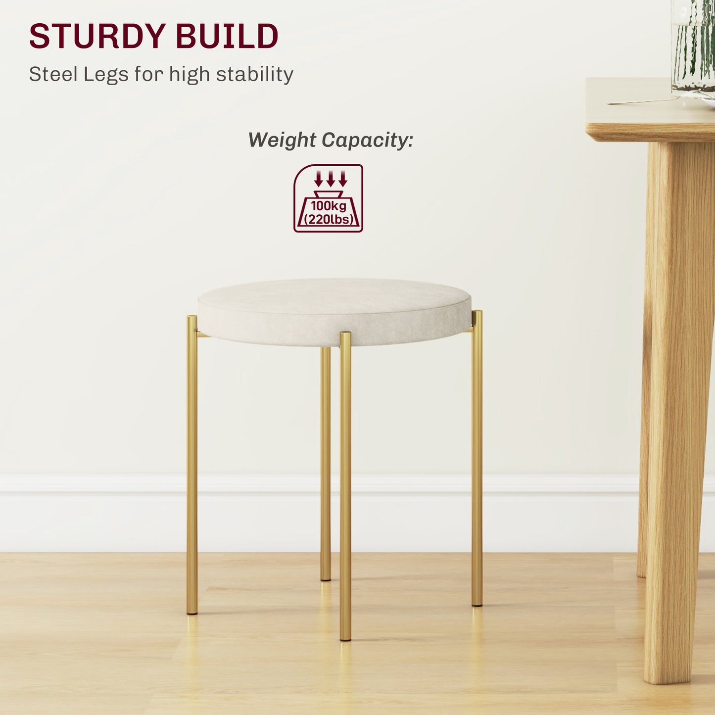 HOMCOM Backless Round Dining Chairs, Modern Stacking Stools Set of 4, Kitchen Chairs with Metal Legs, Black