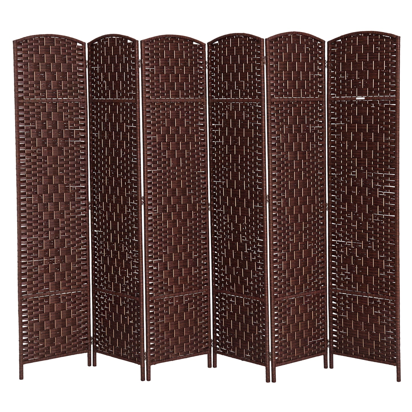 HOMCOM 6ft Folding Room Divider, 6 Panel Wall Partition with Wooden Frame for Bedroom, Home Office, Natural