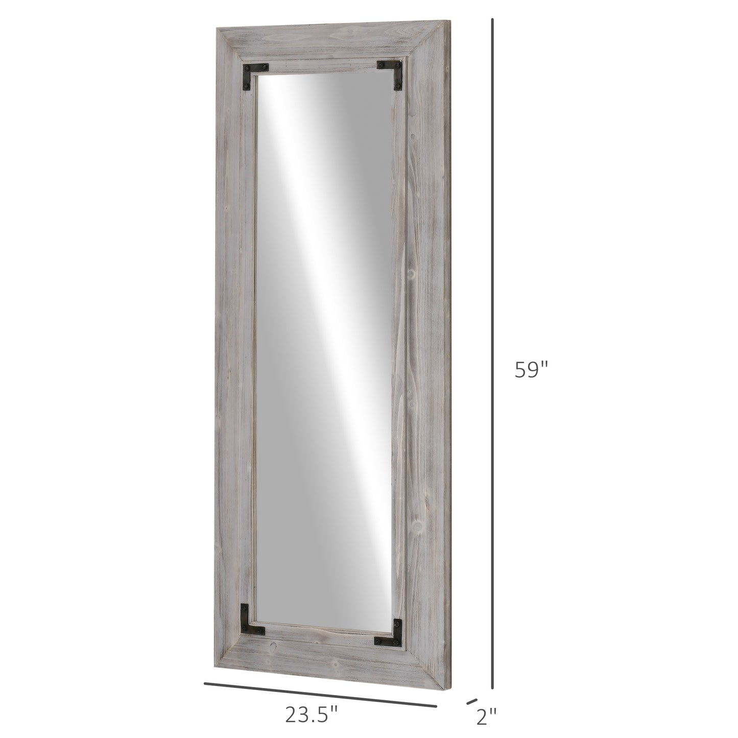 HOMCOM 59" x 23.5" Full Length Mirror, Farmhouse Wall Mount and Leaner Floor Mirror, Vertical and Horizontal for Bedroom, Dark Brown