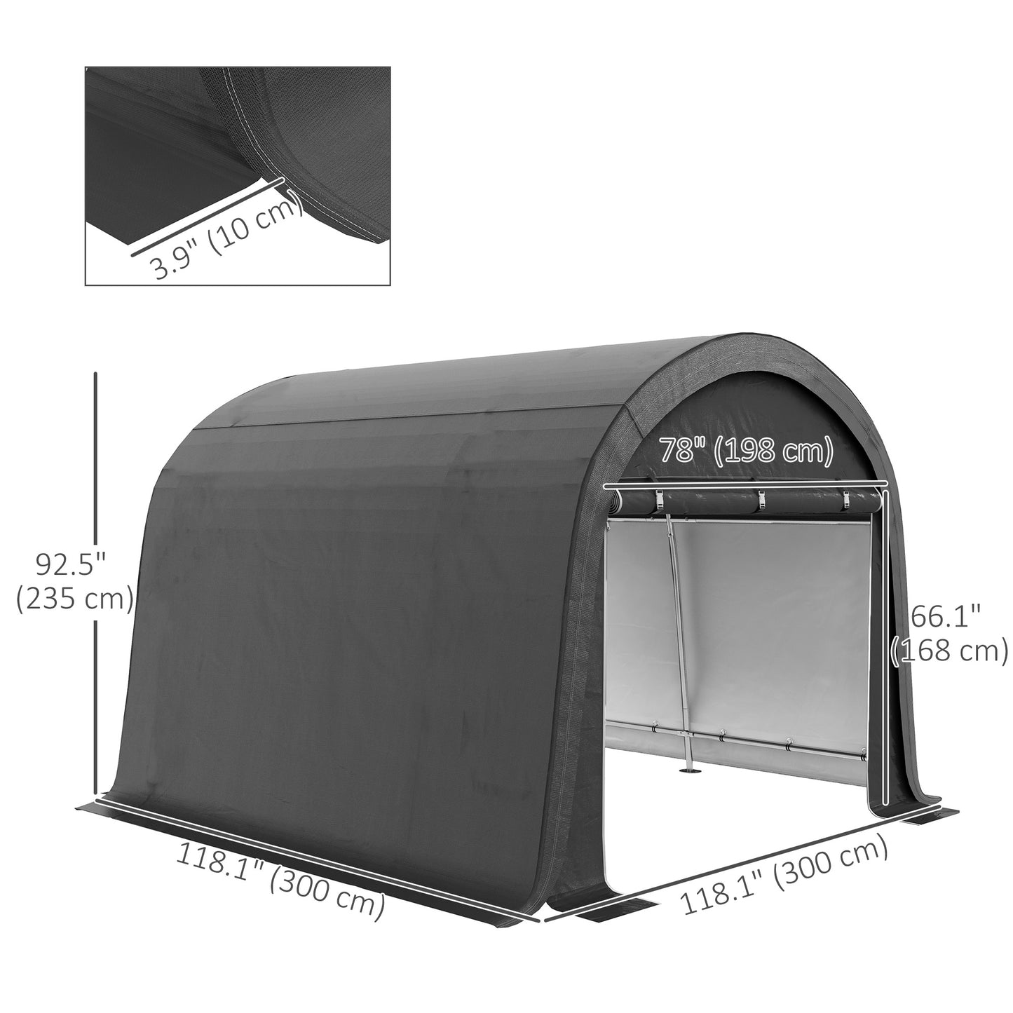 Outsunny 8' x 6' Carport with Sidewalls and Roll-up Door, Outdoor Storage Shelter for Motorcycle and Car, Grey