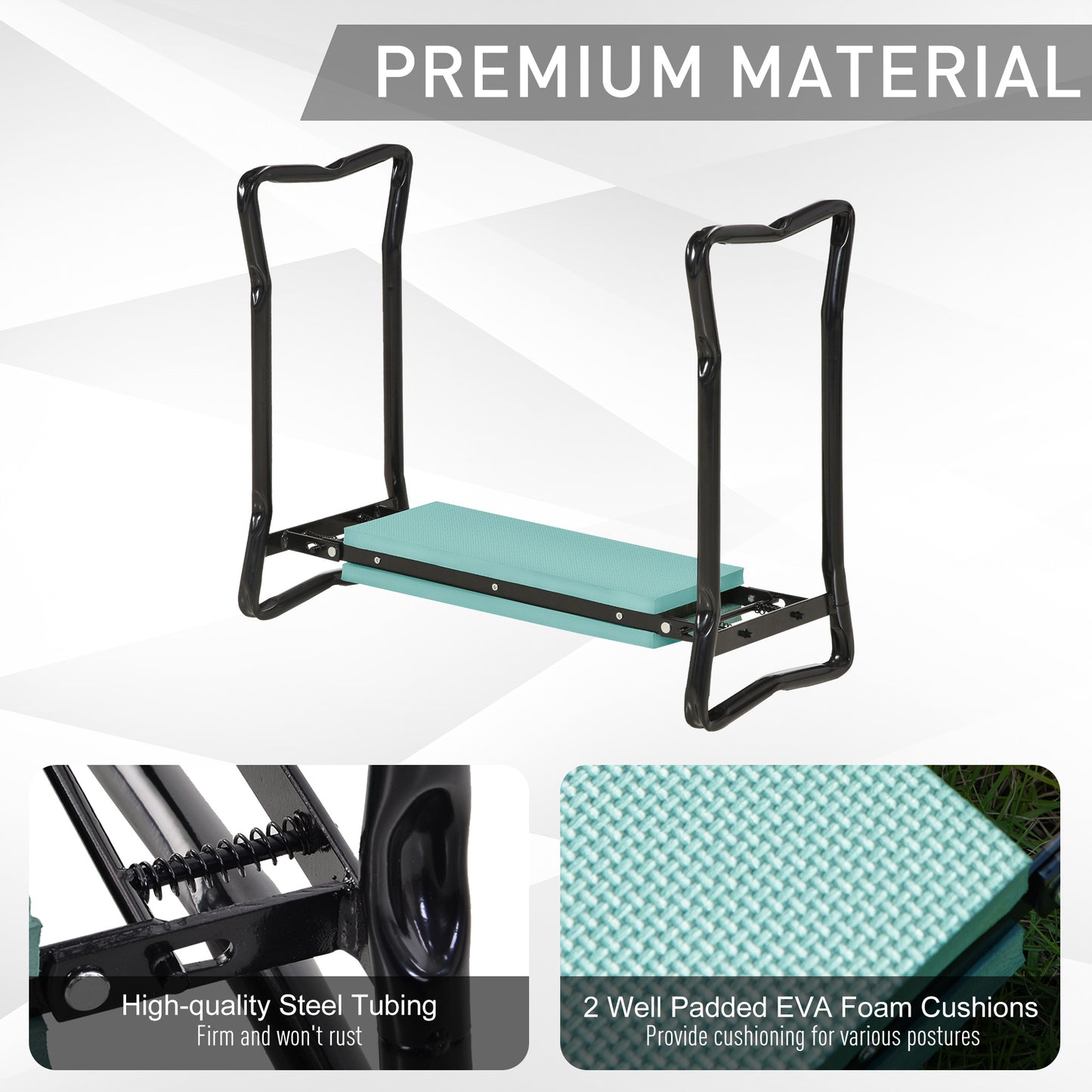 Outsunny Garden Kneeler and Seat Stool, Folding Gardening Stool Kneeling Chair with Thicken Pad and Handles