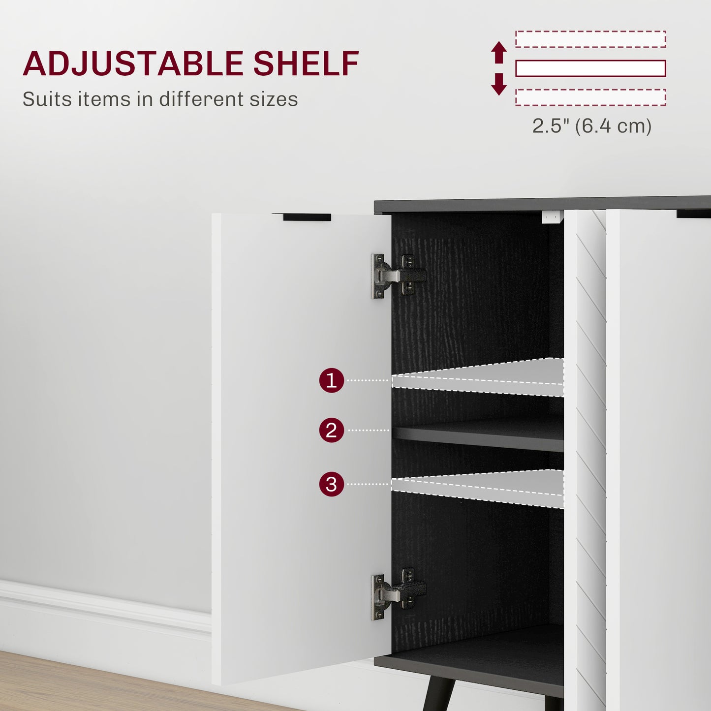 HOMCOM Modern Sideboard and Buffet, Dining Room Cabinet with Adjustable Shelves for Kitchen, Living Room, Natural