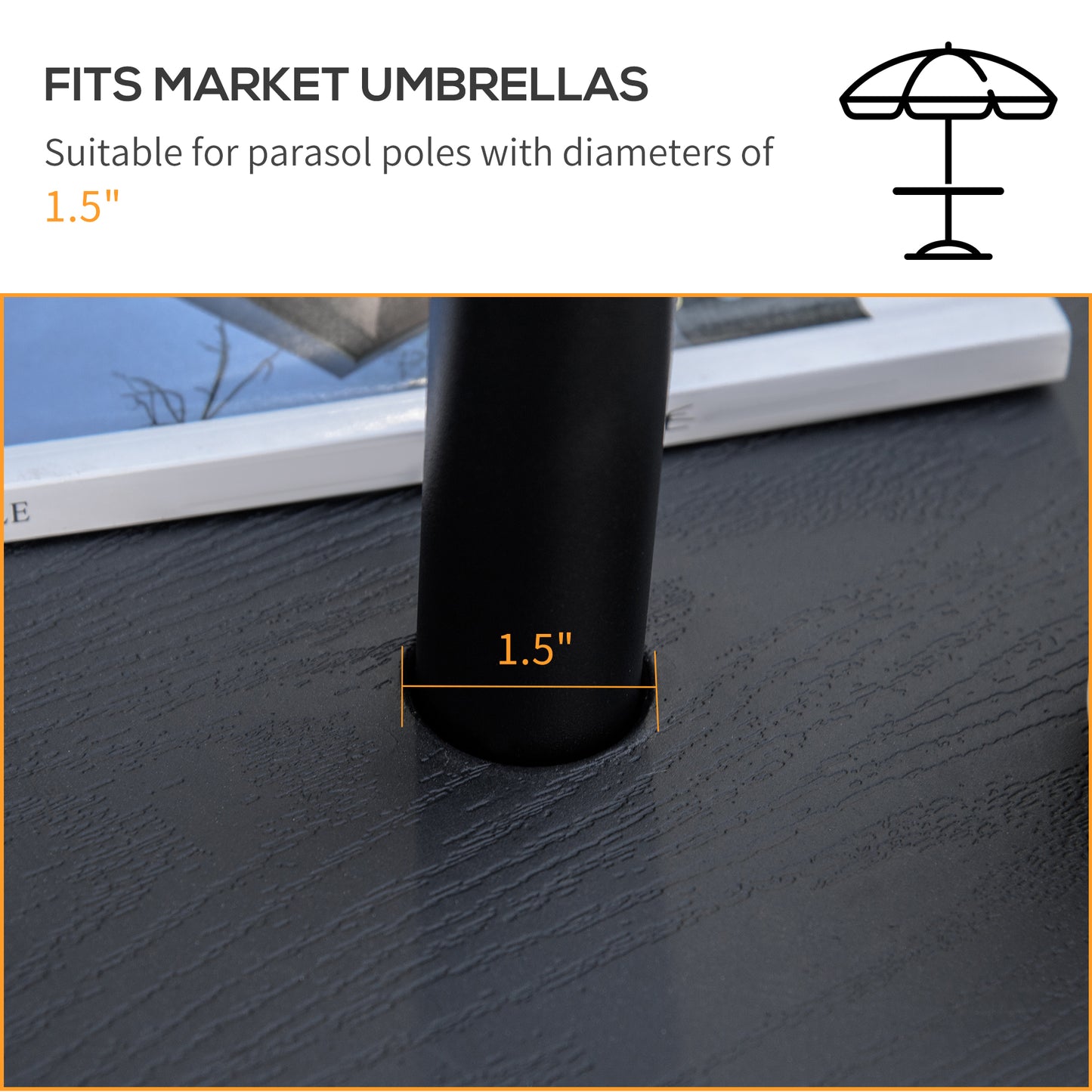 Outsunny 19.7" Round Patio Umbrella Table Tray for Swimming Pool, Beach, Patio, Deck, Garden, Easy to Install, Black