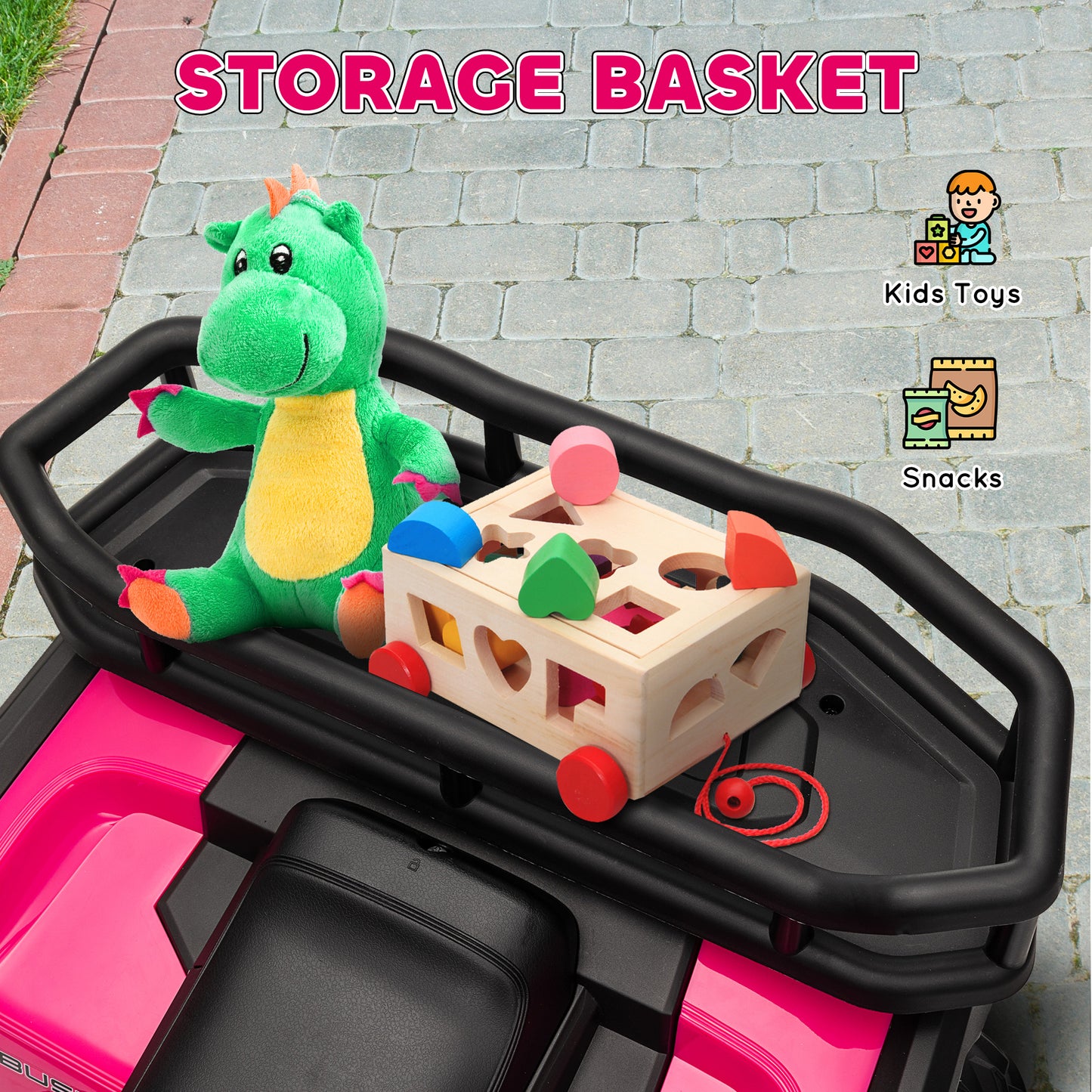 Qaba Kids ATV, 12V Battery Powered Electric Ride on Toy w/ Spring Suspension, Storage Basket, High & Low Speed, Green