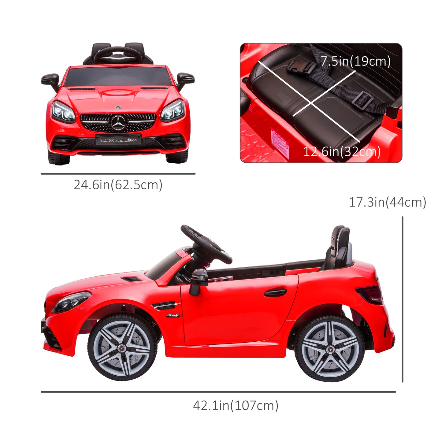 Aosom 12V Ride On Car with Parent Remote Control Two Motors Music Lights Suspension Wheels for 3-6 Years Black