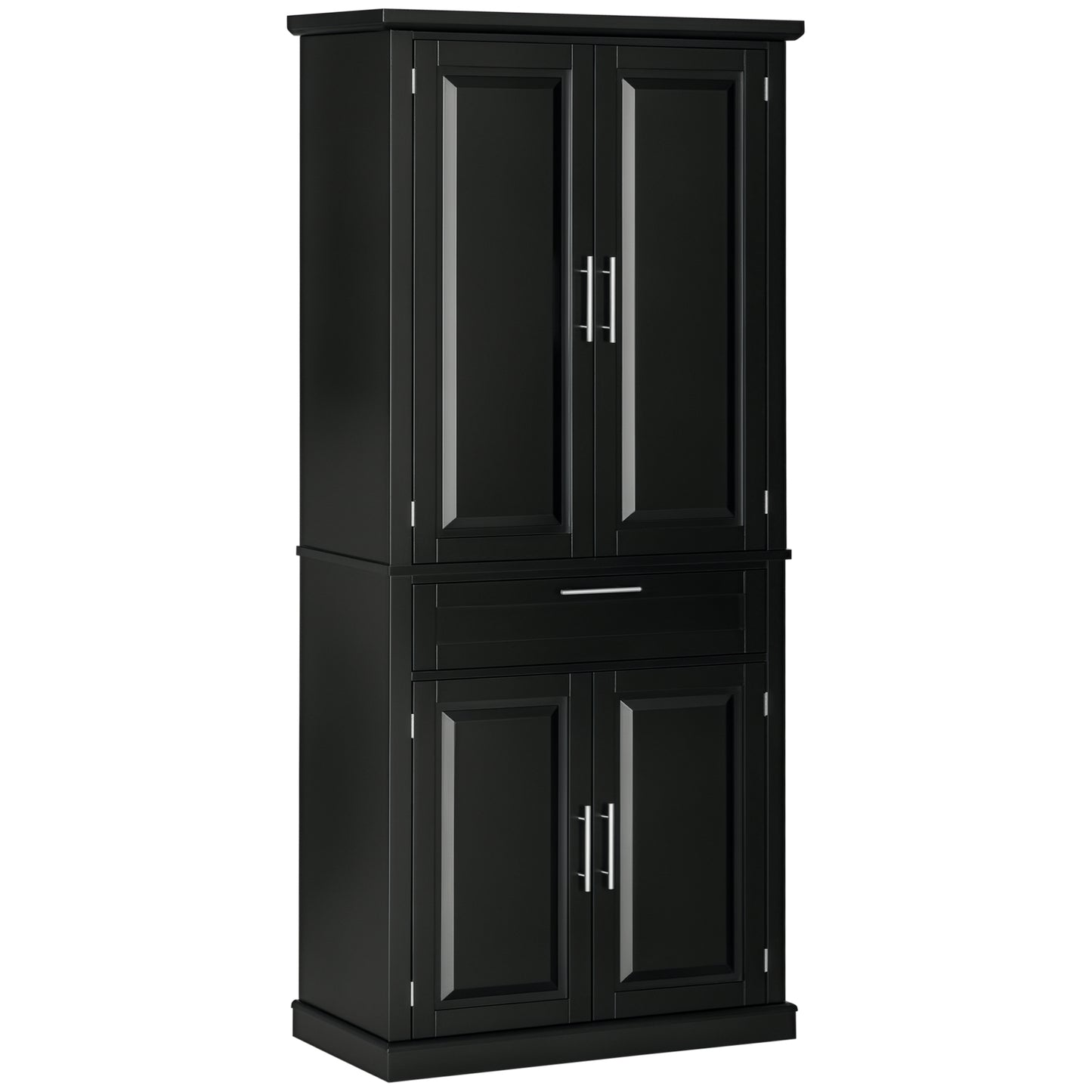 HOMCOM 72" Kitchen Pantry Cabinet, Freestanding Storage Cabinet, 4-Door Cabinet with Drawer and Adjustable Shelves, White