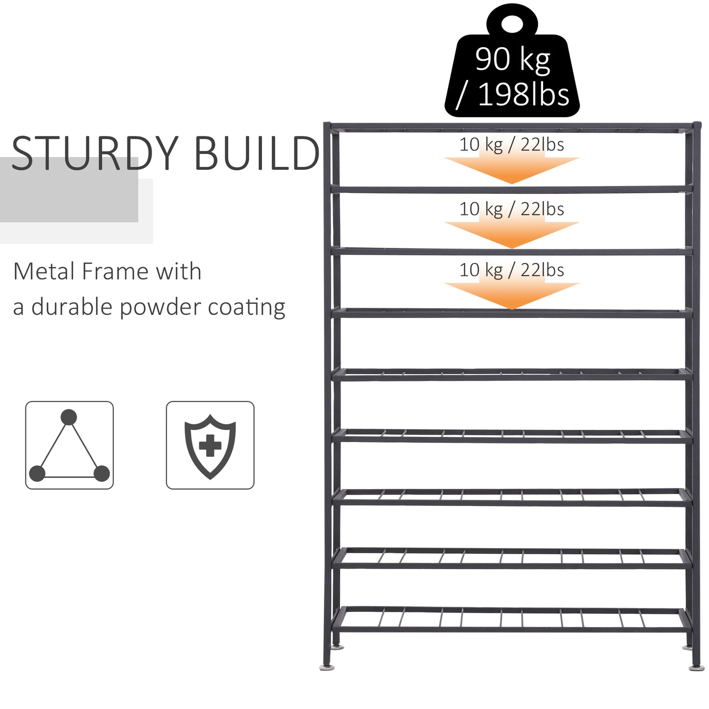 HOMCOM 9-Tier Metal Wine Bottle Rack 54 Bottles Freestanding Wine Storage Holder Home Bar Wine Display Stand Cellar Bottle Organizer Black