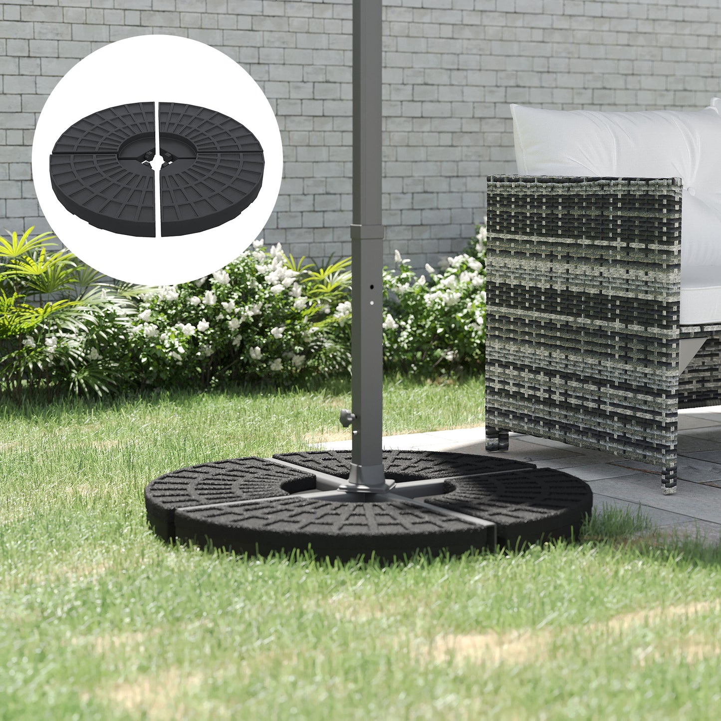 Outsunny Set of 4 Umbrella Base Weights Outdoor Parasol Holder for Cross Base Portable