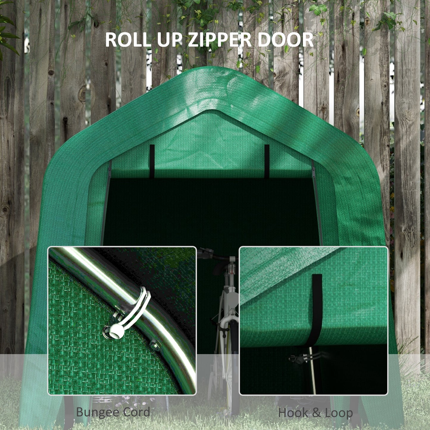 Outsunny 8' x 6' Carport with Sidewalls and Roll-up Door, Outdoor Storage Shelter for Motorcycle and Car, Grey