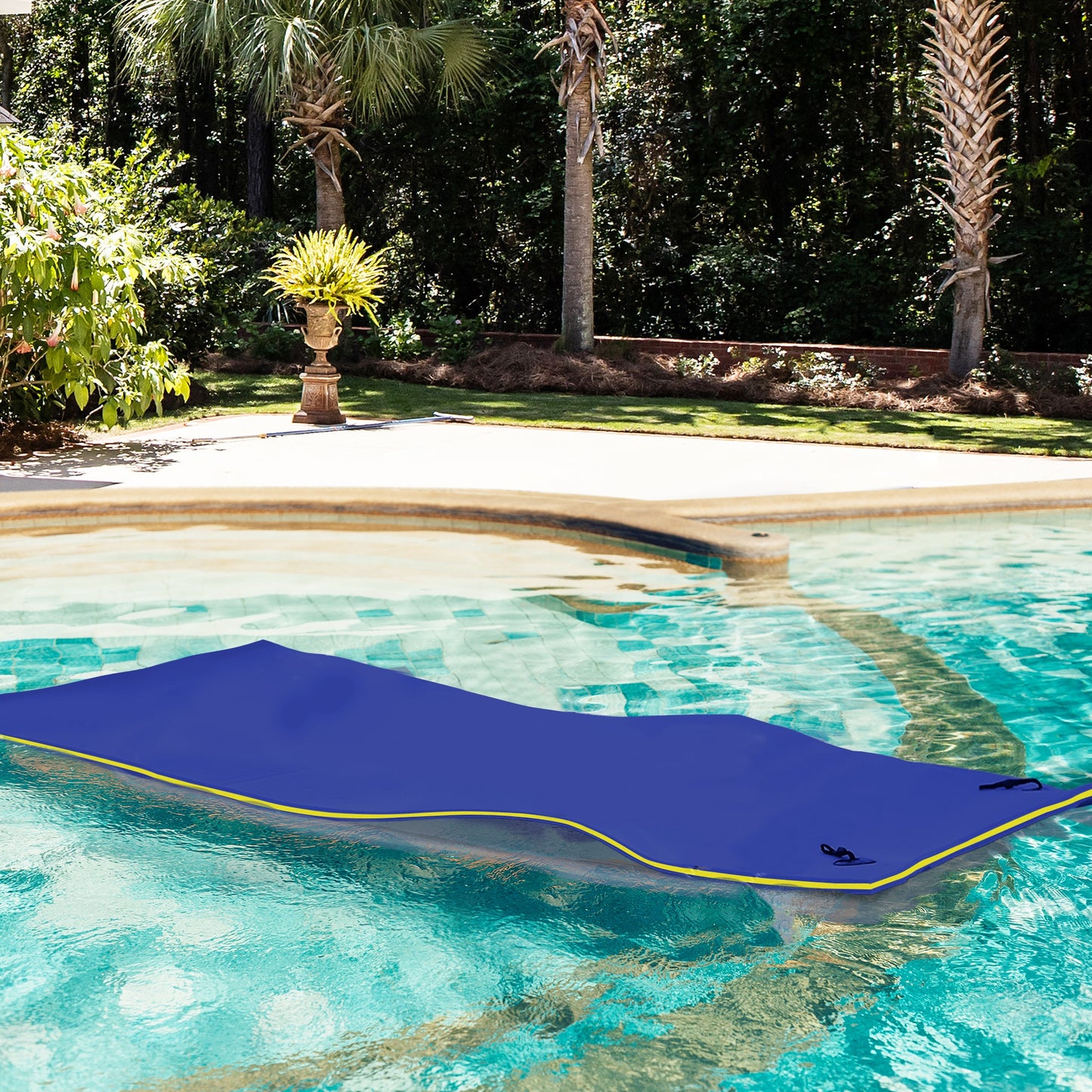 HOMCOM 10' x 5' Roll-Up Pool Float Pad for Lakes, Oceans, & Pools, Water Mat for Playing, Relaxing & Recreation, Yellow