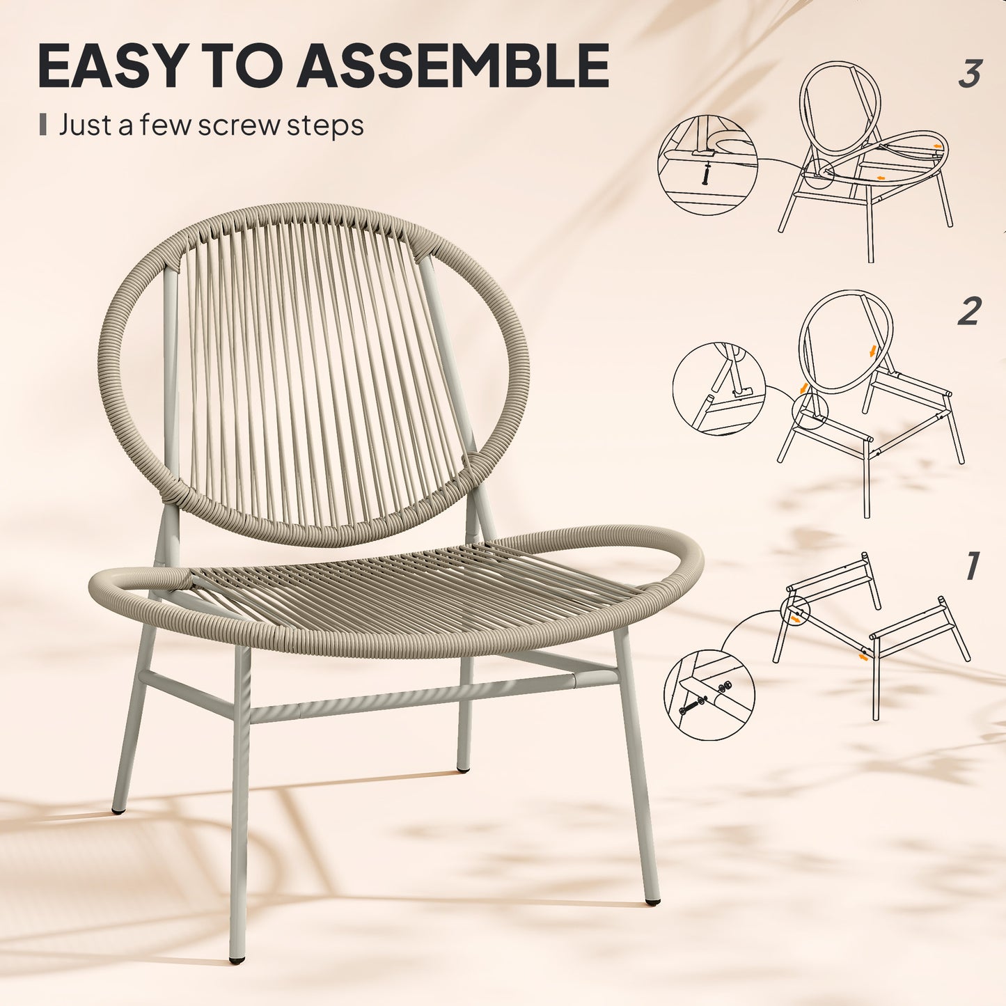 Outsunny Rattan Bistro Set, 3 Pieces Wicker Patio Furniture Set, Acapulco Chairs and Steel Table for Porch, Balcony, Black