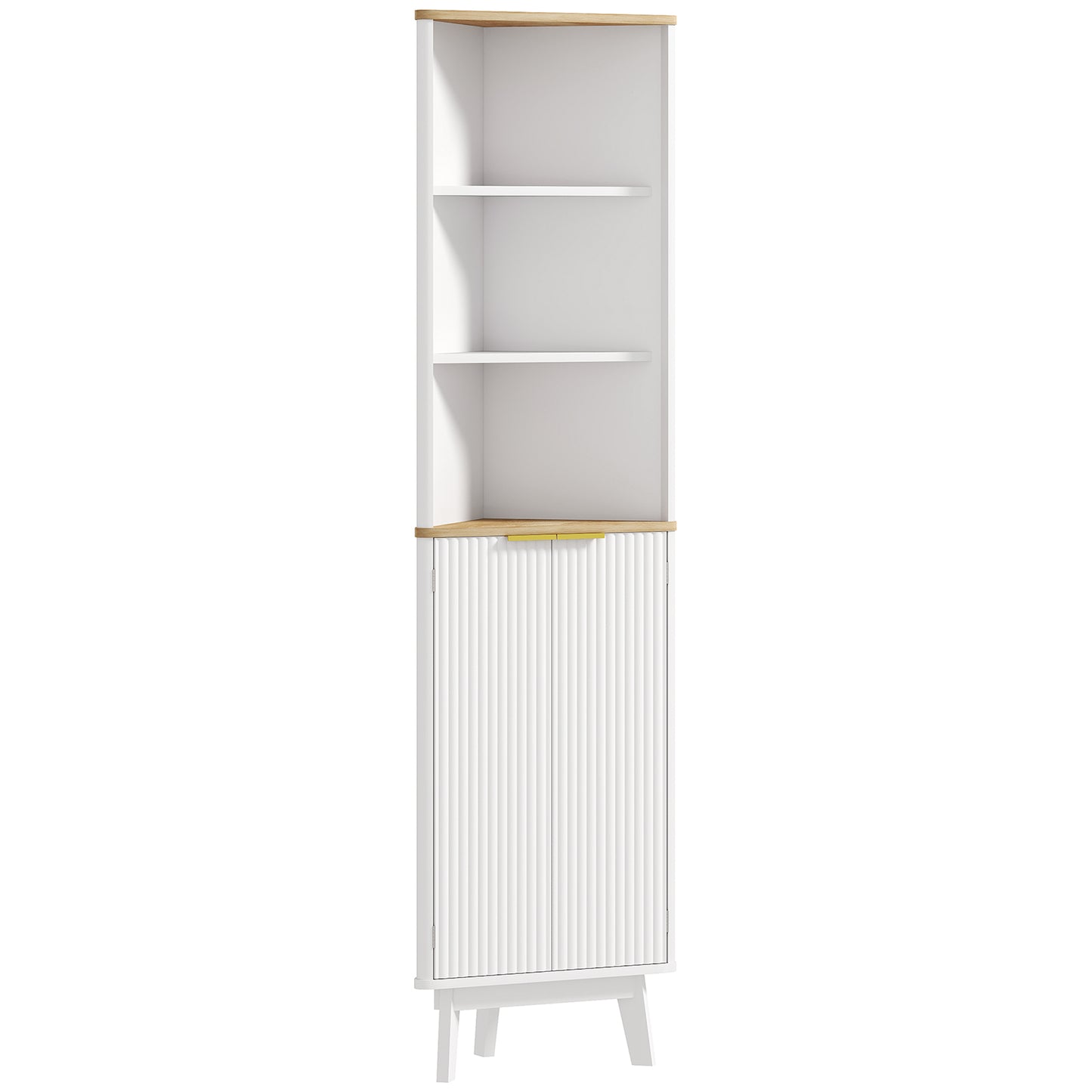 HOMCOM 67" Tall Bathroom Cabinet, Narrow Bathroom Storage Cabinet with 3 Open Shelves, Drawer and 2 Adjustable Shelves, White