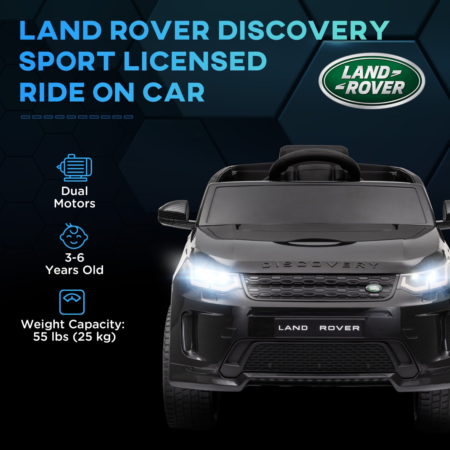 Qaba Land Rover Discovery Sport Licensed 12V Ride on Car w/ Remote, Soft Start, LED Lights, Music Horn, White