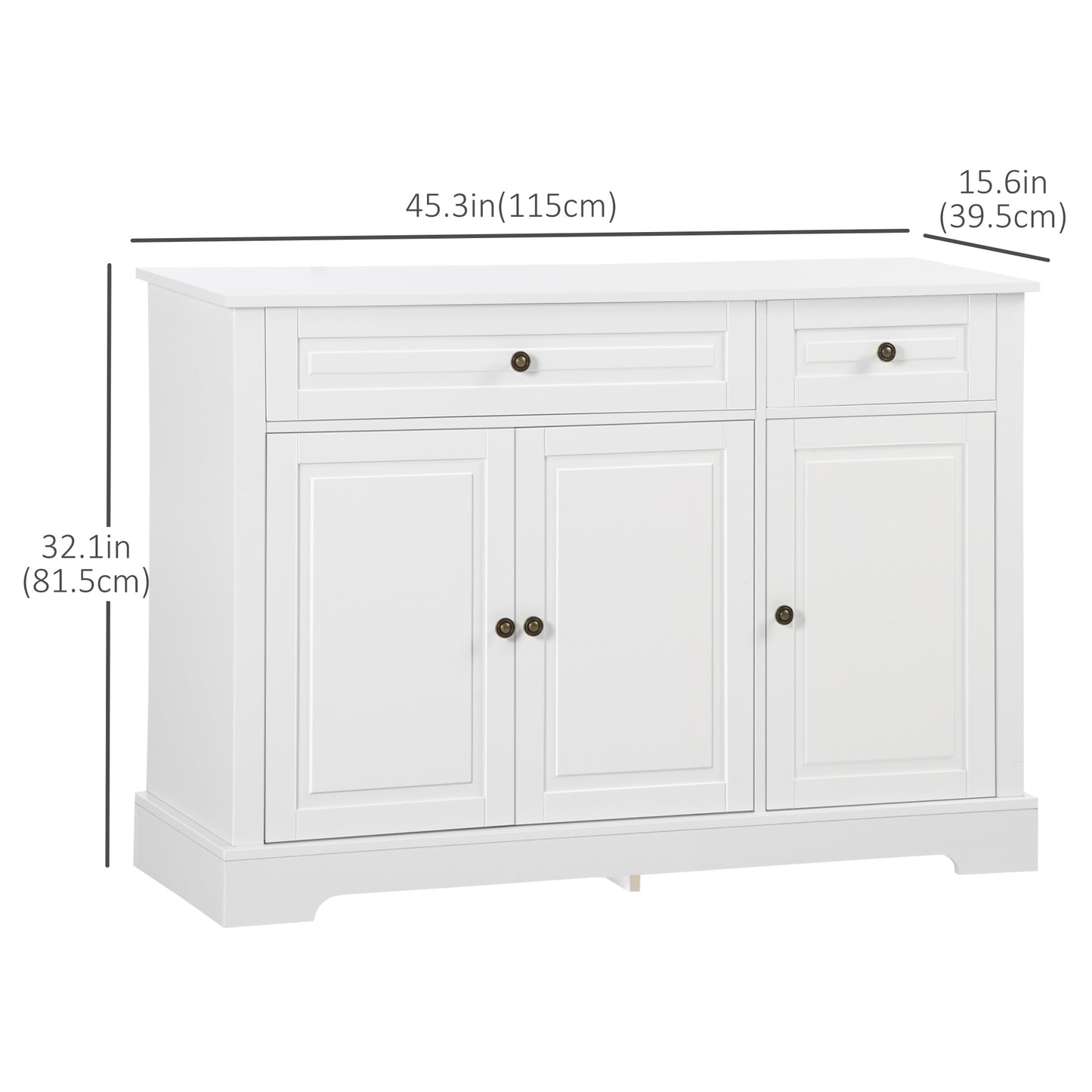 HOMCOM Modern Sideboard Cabinet, Buffet Cabinet with 2 Drawers and Adjustable Shelves, Buffets Tables for Dining Room, Black