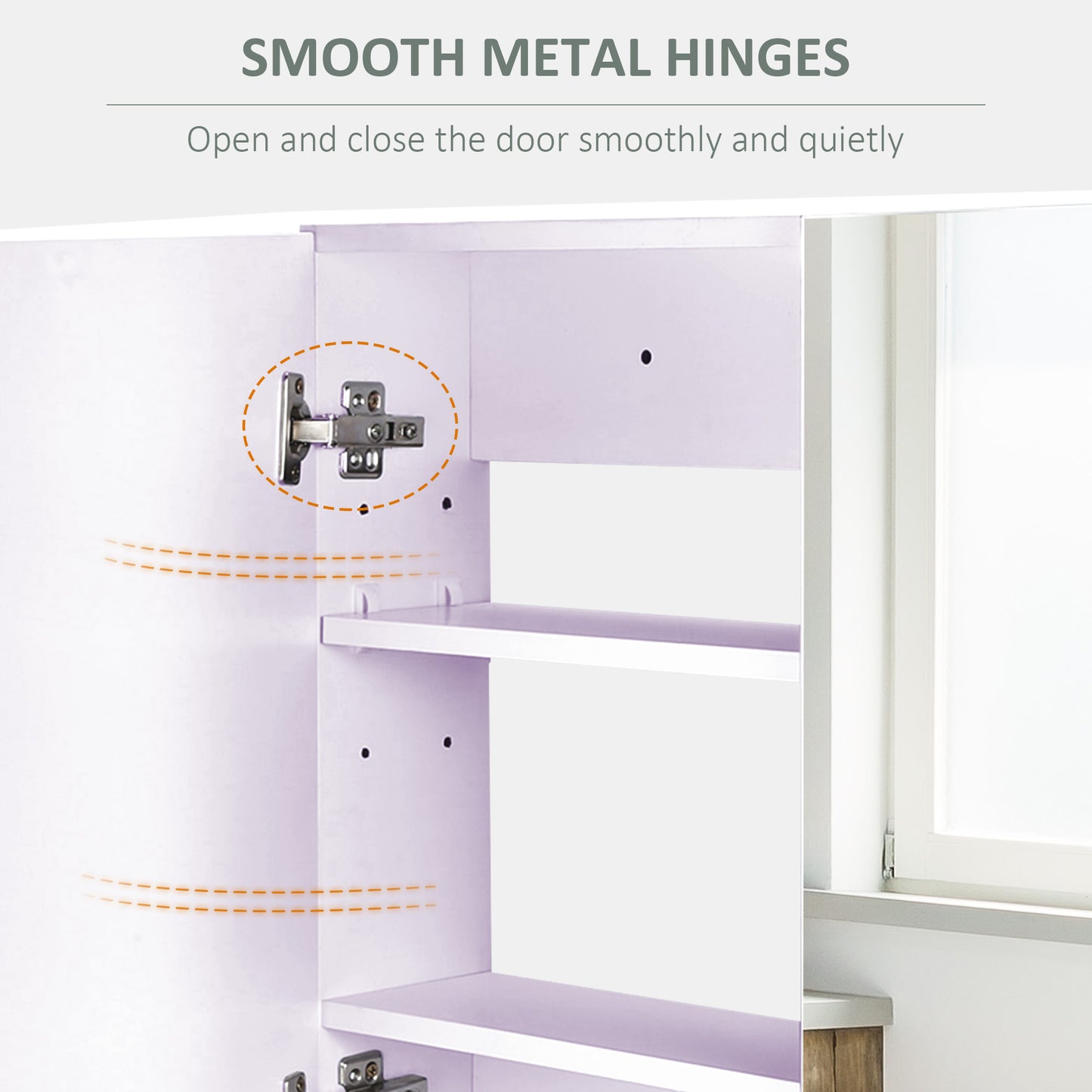 HOMCOM Bathroom Mirror Cabinet, Wall-Mounted Storage Organizer with Double Doors, Adjustable Shelf, Light Lilac