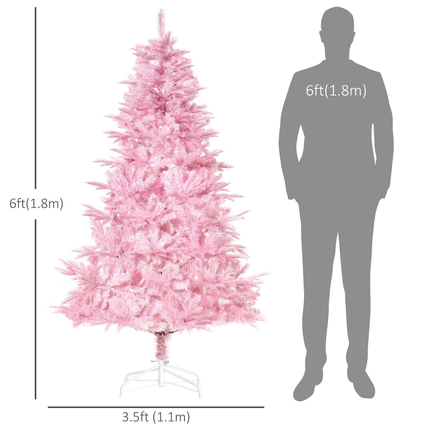 HOMCOM 5FT Artificial Christmas Tree Holiday Xmas Tree Decoration with Automatic Open for Home Party, Pink