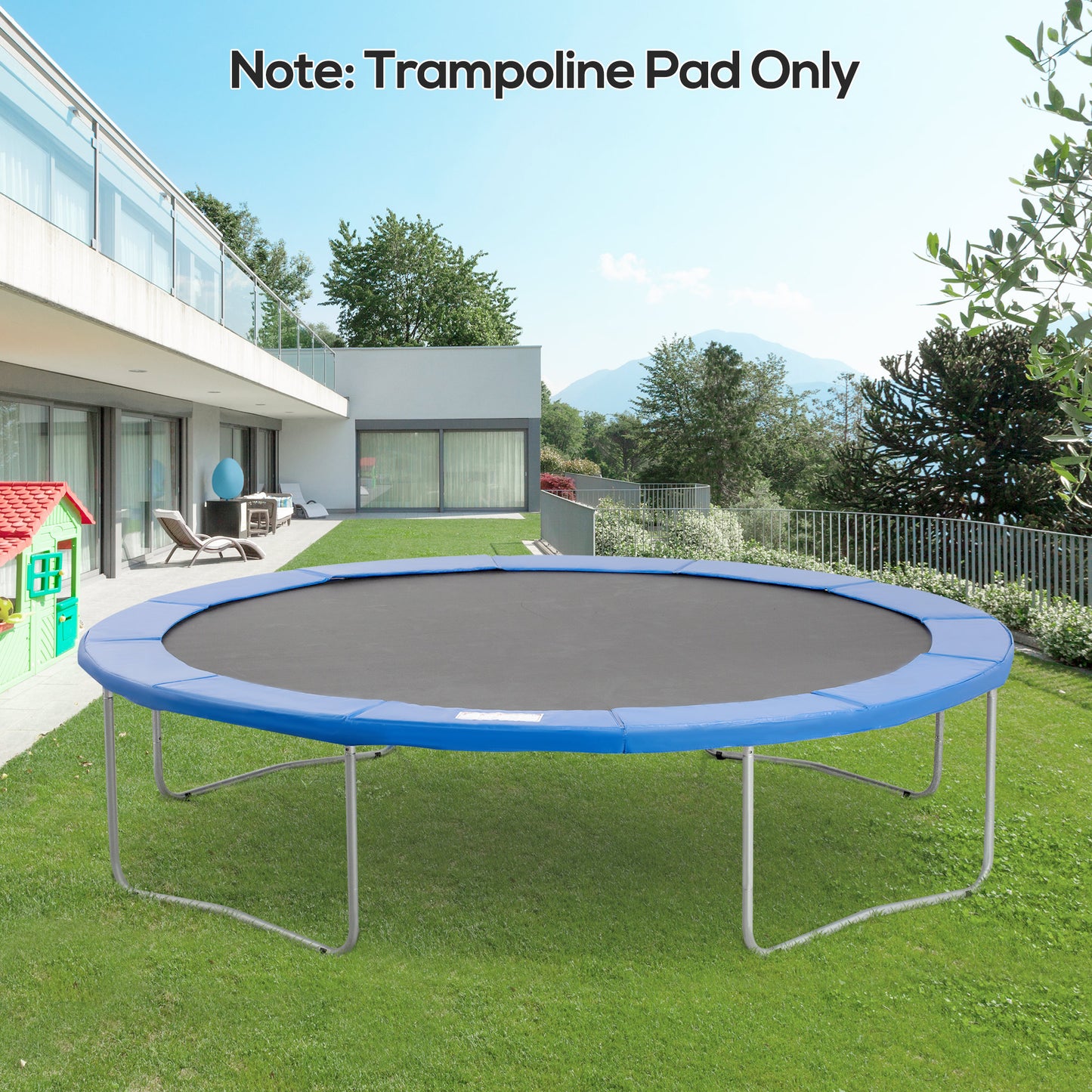 HOMCOM ⌀12ft Trampoline Pad ⌀144" Spring Safety Replacement Gym Bounce Jump Cover EPE Foam, Blue