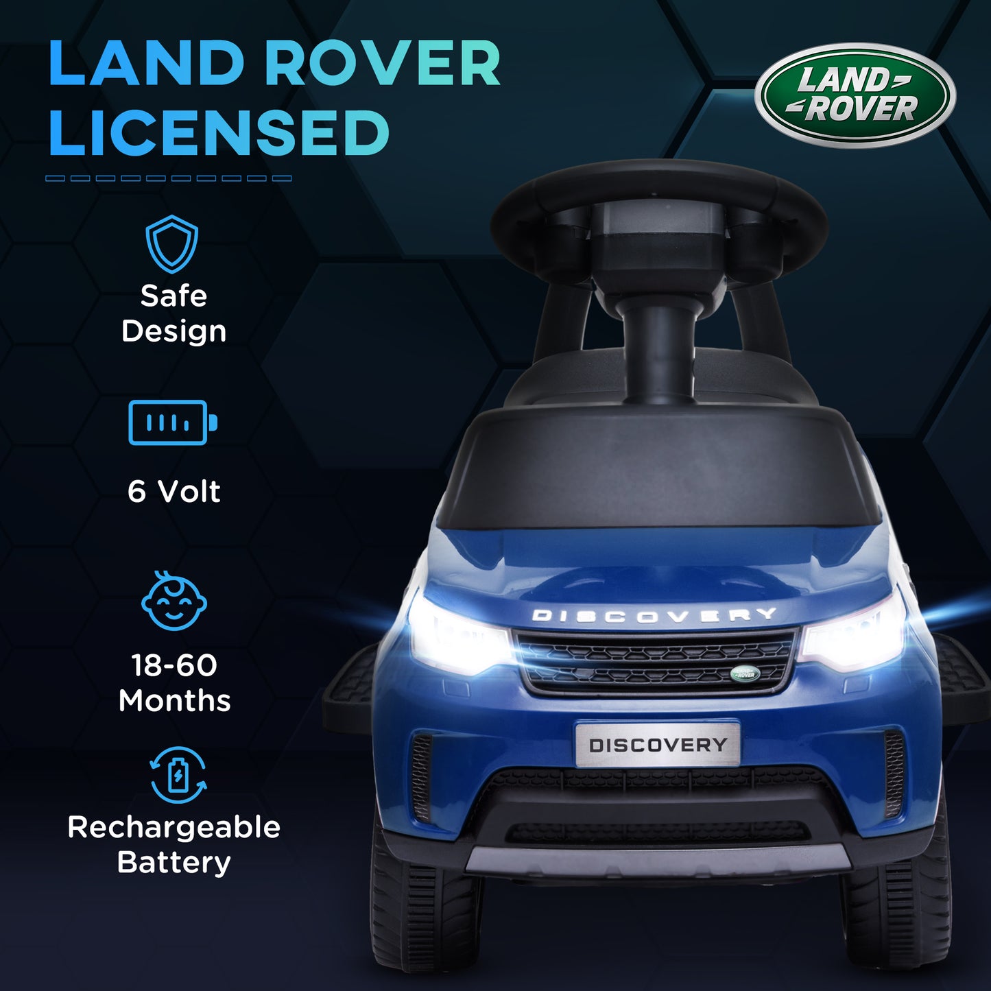 Qaba 2 in 1 6V Land Rover Licensed Electric Car for Kids, Sliding Car with Music Horn Headlights, for 18-60 Months White