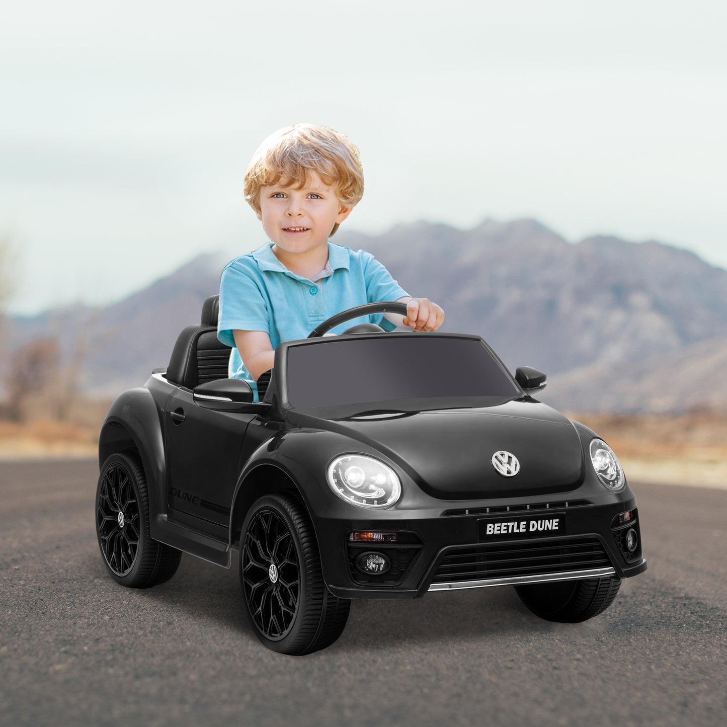 Qaba 12V Volkswagen Beetle Licensed Electric Car for Kids w/ Remote Control, 4 Spring Suspension Wheels, Soft Start, White