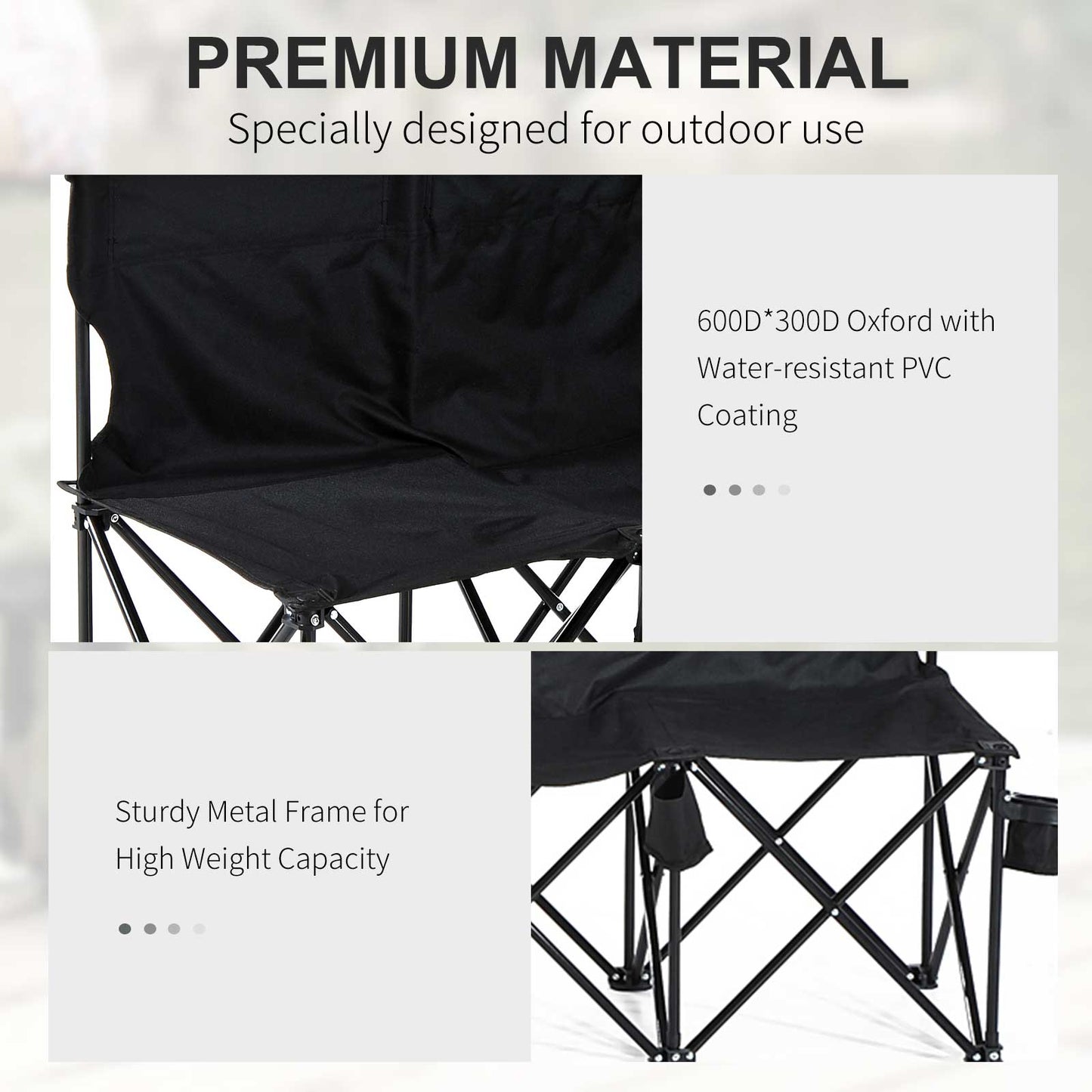 Outsunny 6 Seat Folding Camping Chair with Cup Holder and Carrying Case for Camping, Picnic, Sport Events, Black