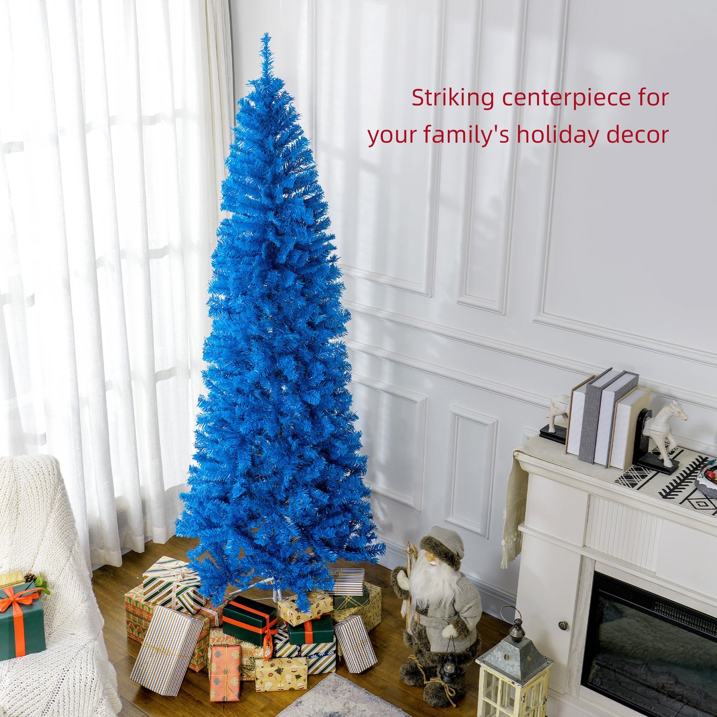 HOMCOM 4FT Artificial Christmas Tree Holiday Xmas Holiday Pencil Tree Decoration with Automatic Open for Home Party, Pink
