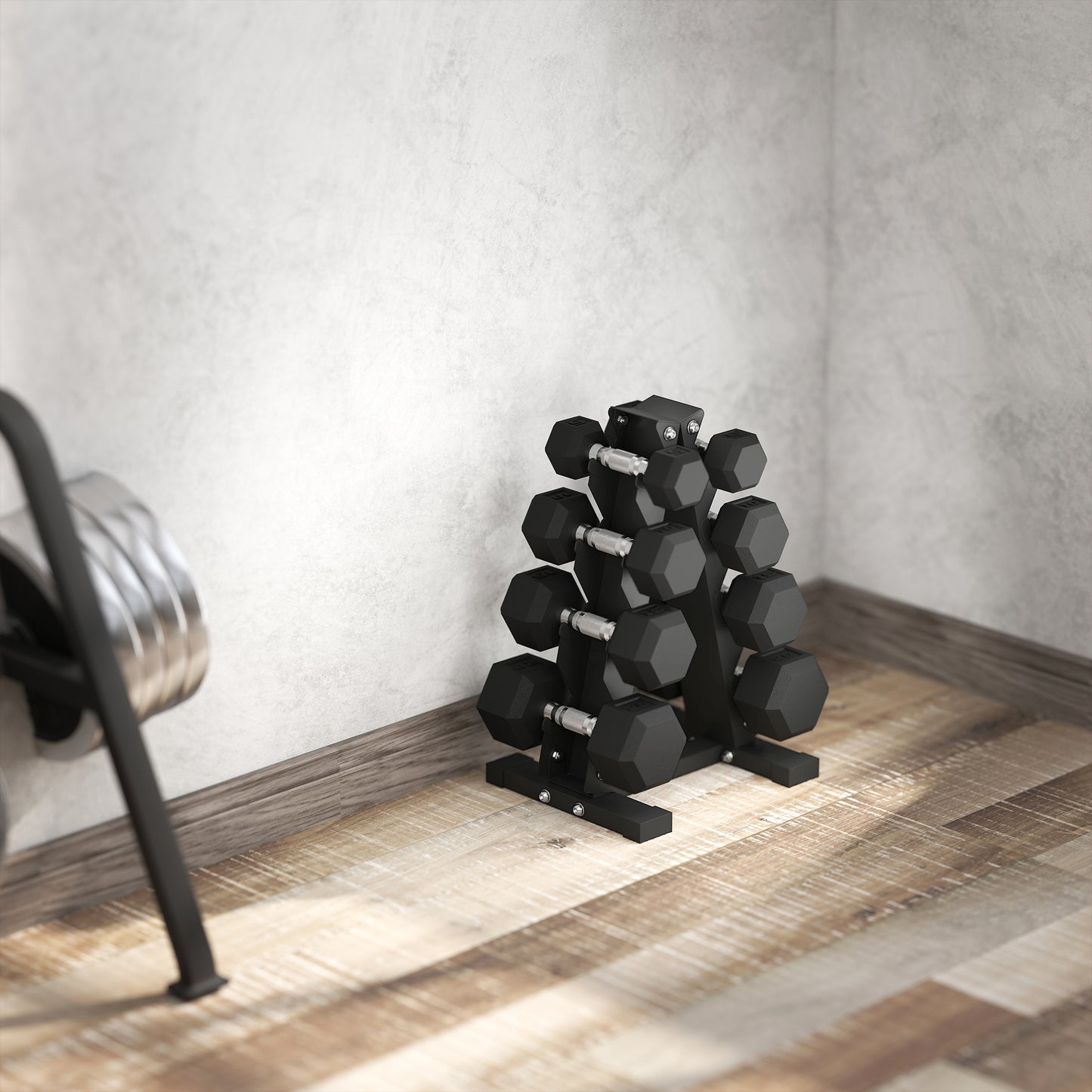 Soozier 100 LBS Hex Dumbbell Set with Rack, Rubber Coated Weights with Non-Slip Handles for Home Gym Strength Training