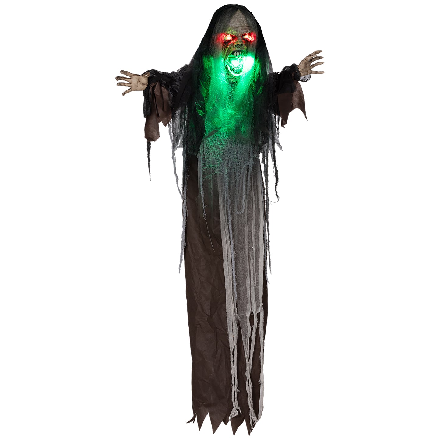 Outsunny 5.6' Life Size Clown Outdoor Halloween Decoration Animatronic, Animated Prop w/ Light Up Eyes