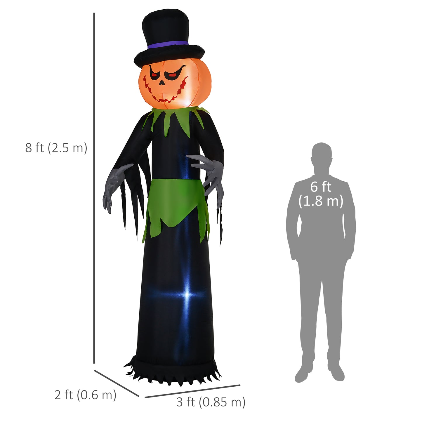 HOMCOM 9ft Inflatable Halloween Decoration Pumpkin Ghost with Pumpkins, Blow-Up Outdoor LED Display for Lawn, Garden, Party