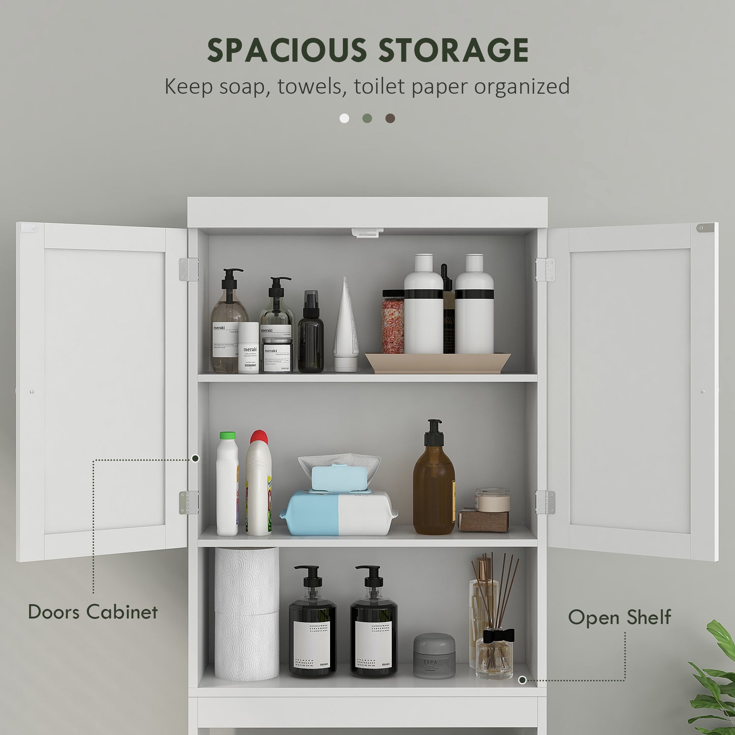 HOMCOM Over The Toilet Cabinet, Modern Bathroom Above Toilet Storage with Barn Doors and Open Shelf, White