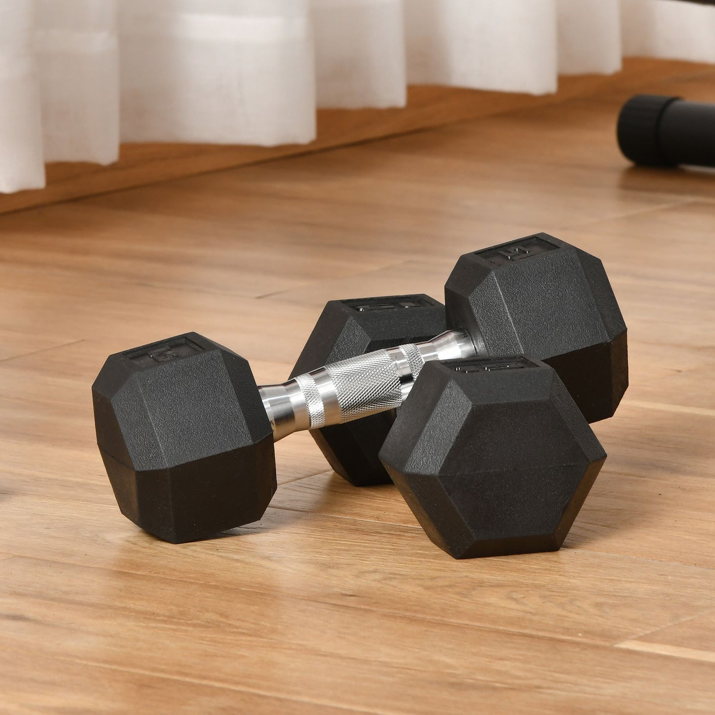 Soozier Rubber Dumbbells Weight Set, Total 30lbs(15lbs Each) Dumbbell Hand Weight for Body Fitness Training for Home Office Gym, Black