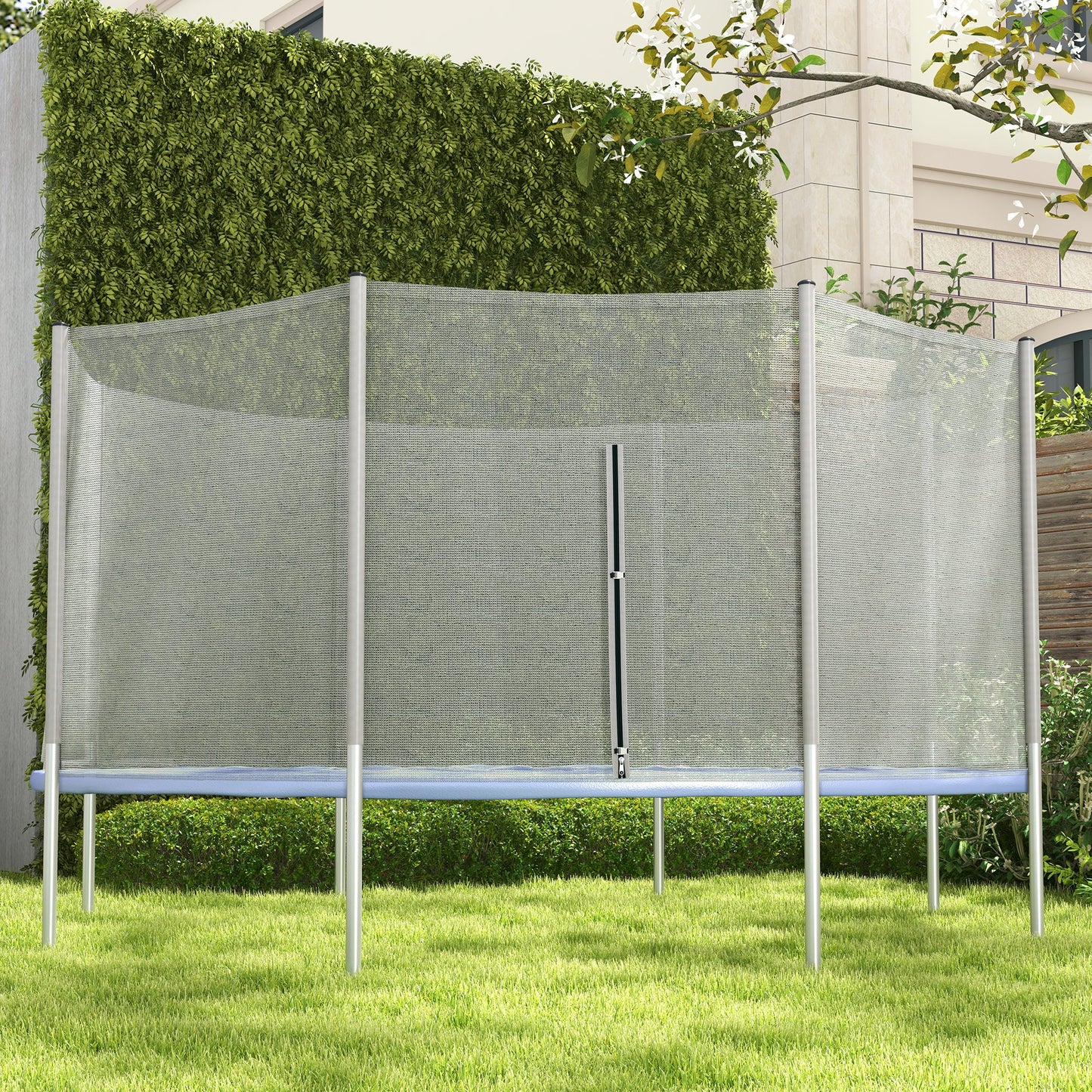 Soozier 14FT Enclosure Trampolining Bounce Safety Accessories Trampoline Net with 8 Poles, Grey