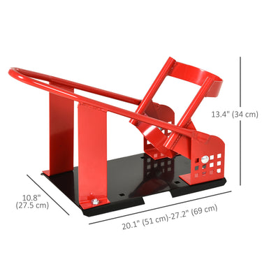 HOMCOM Motorcycle Wheel Chock with 12 Adjustable Pre-Drilled Holes, 990 lbs Capacity, Red