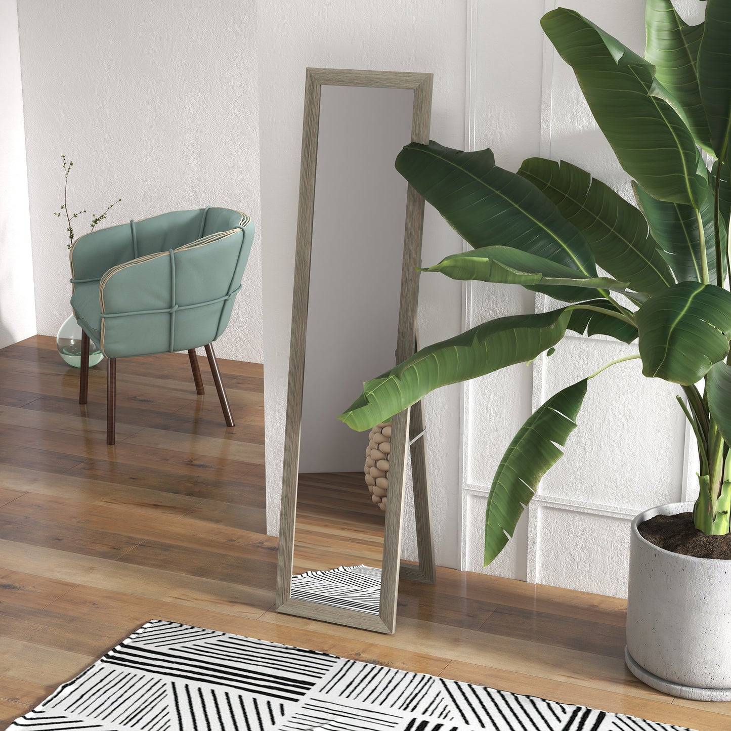 HOMCOM 15" x 62" Full Length Mirror for Bedroom, Free Standing Dressing Mirror, Wall Mirror for Living Room, Grey