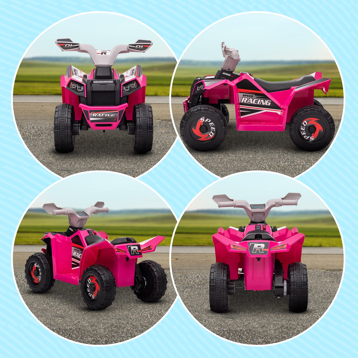 Aosom 6V Quad Kids Electric Car with Wear-resistant Wheels, for Boys and Girls Aged 18-36 Months, Red
