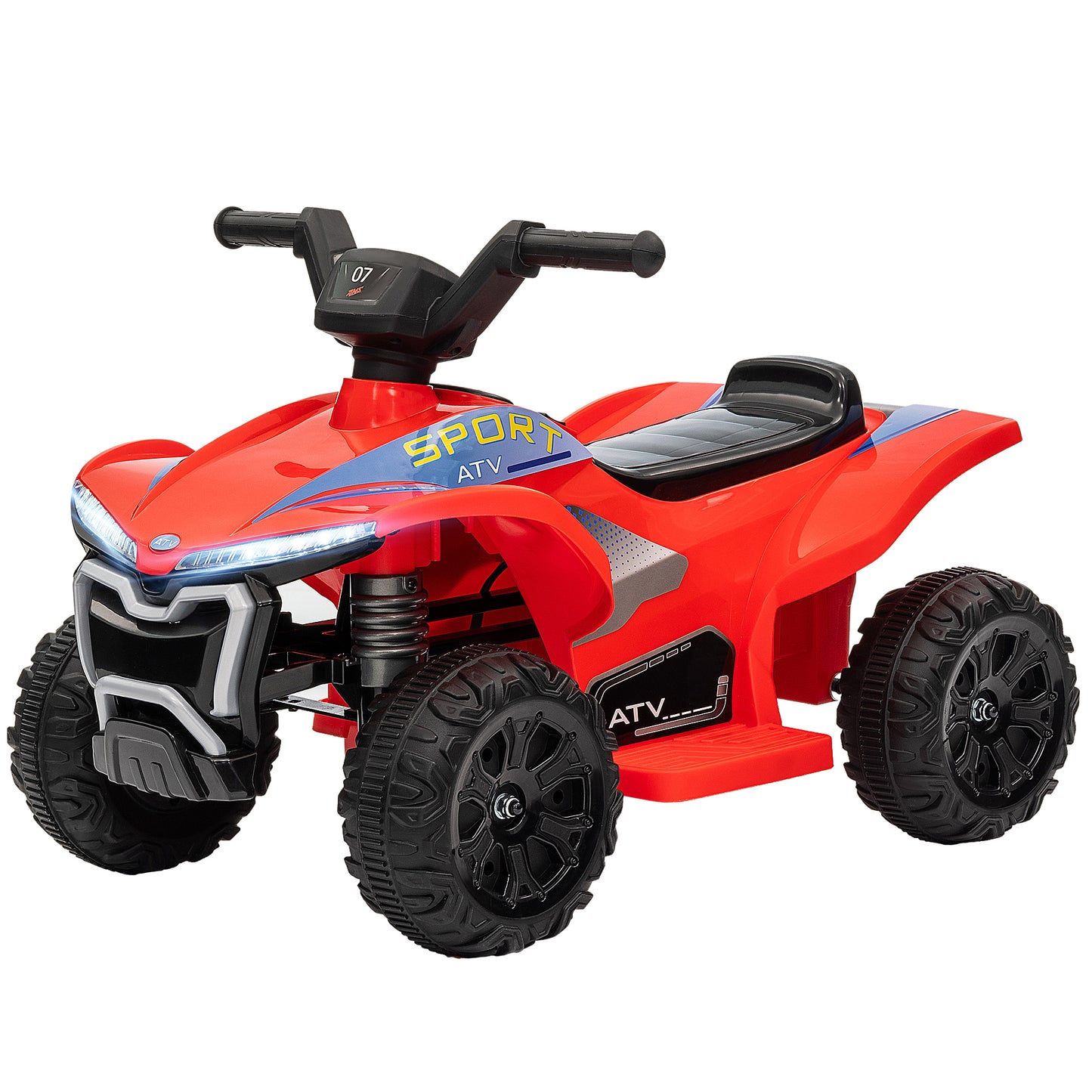 Qaba Kids ATV, 6V Battery Powered Electric Vehicle with Headlights, Music, Forward/Reverse Switch for 18-36 Months, Black