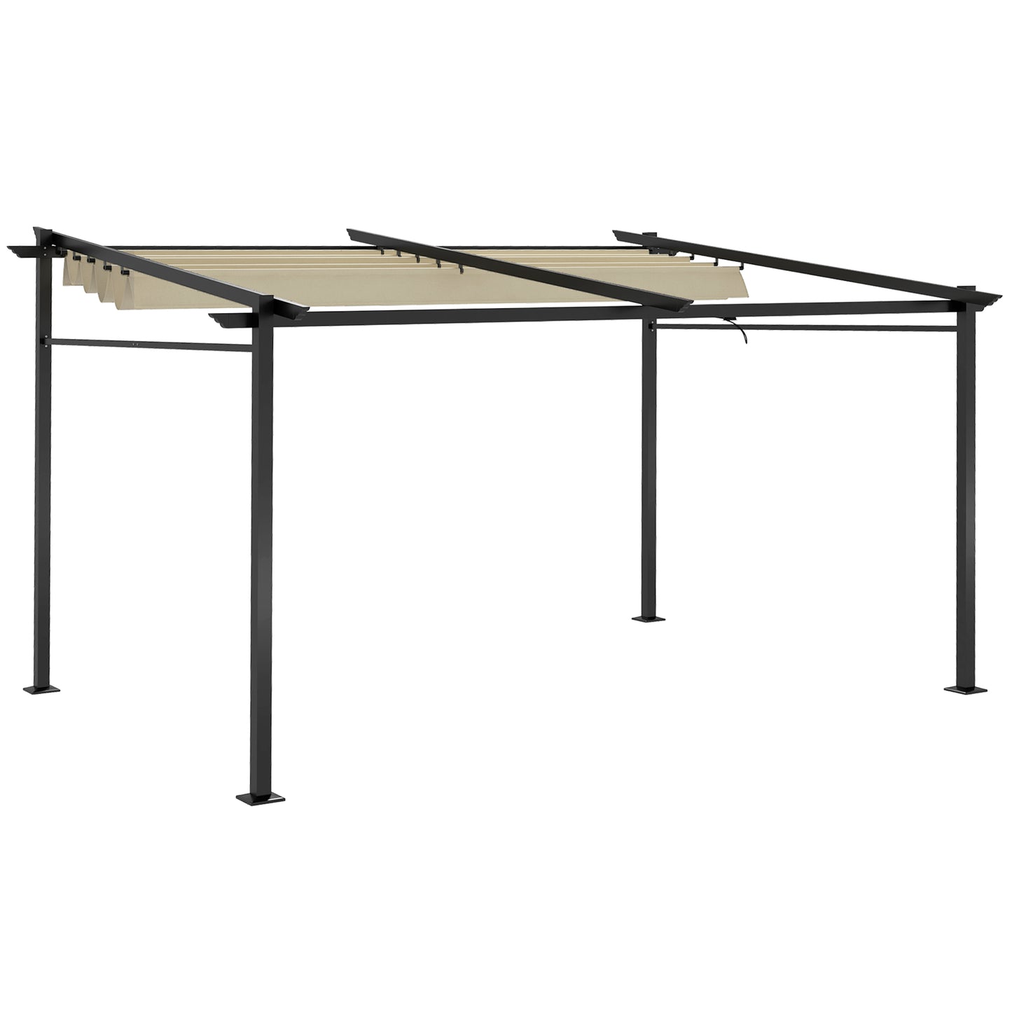 Outsunny Metal Pergola with Sliding Roof Canopy, Retractable Pergola Canopy, 10' x 10', Dark Grey