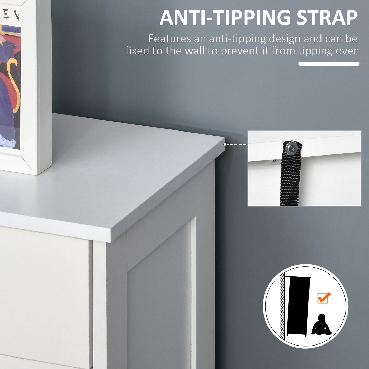 HOMCOM Bathroom Cabinet, Freestanding Accent Sideboard with Storage Drawer & Adjustable Shelf, White