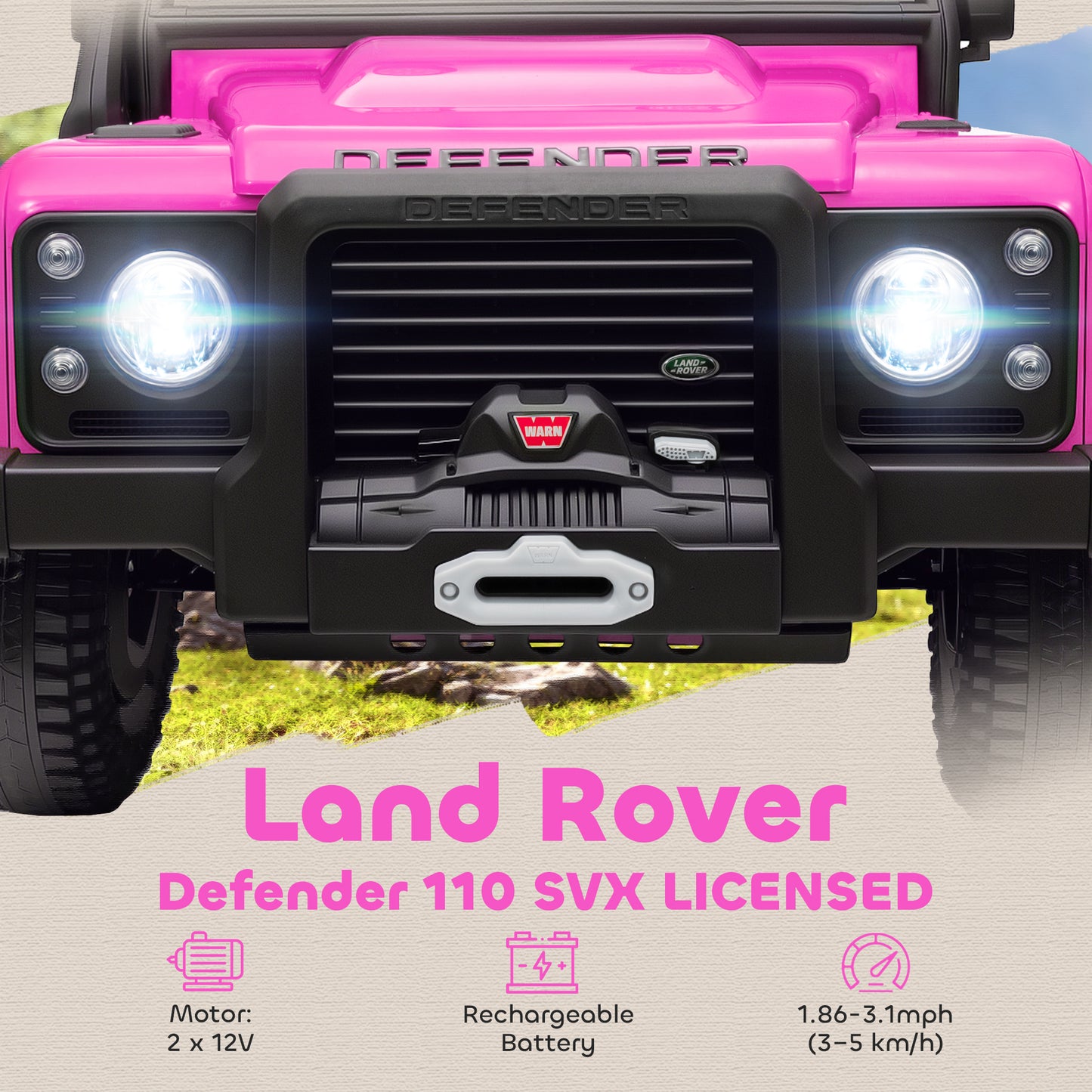 Qaba Land Rover Licensed Kids Ride on Truck with Remote Control, Spring Suspension, LED Lights, 3 Speed, Dark Green