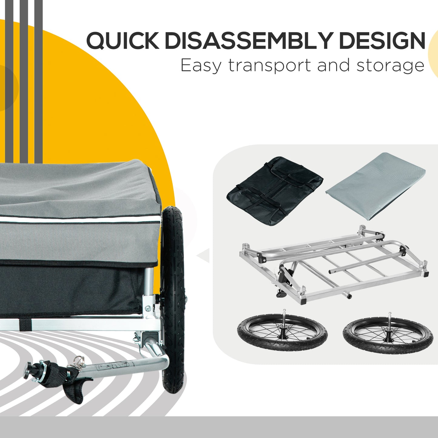 Aosom Bike Cargo Trailer Bicycle Luggage Carrier Cart with Cover Black Red
