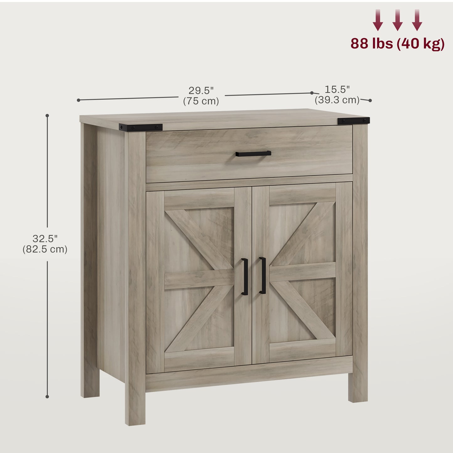 HOMCOM Farmhouse Buffet Cabinet Sideboard with 1 Drawer, 1 Storage Cabinet and Adjustable Shelf, White