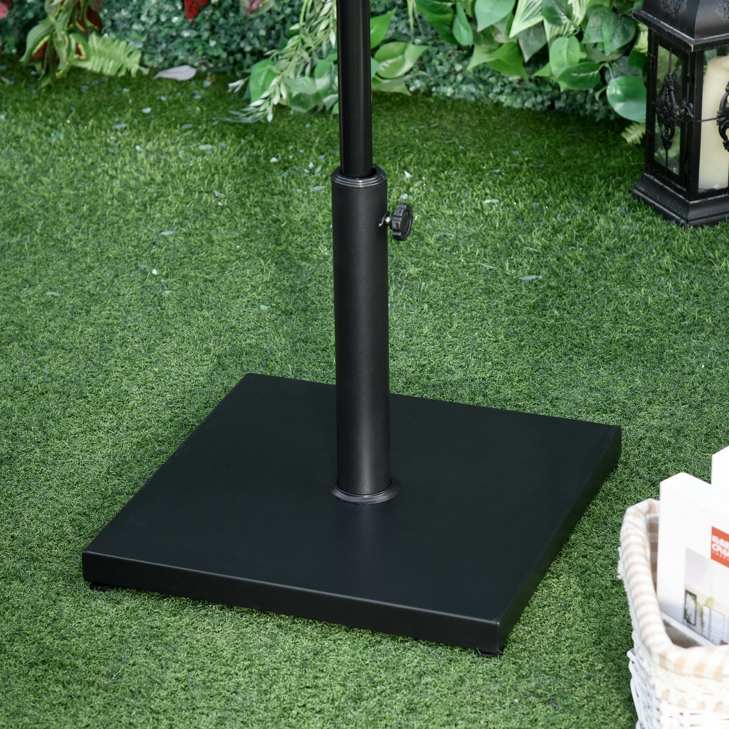 Outsunny 29 lbs Market Umbrella Base Holder 16" Heavy Duty Square Parasol Stand for Patio, Outdoor, Backyard, Black