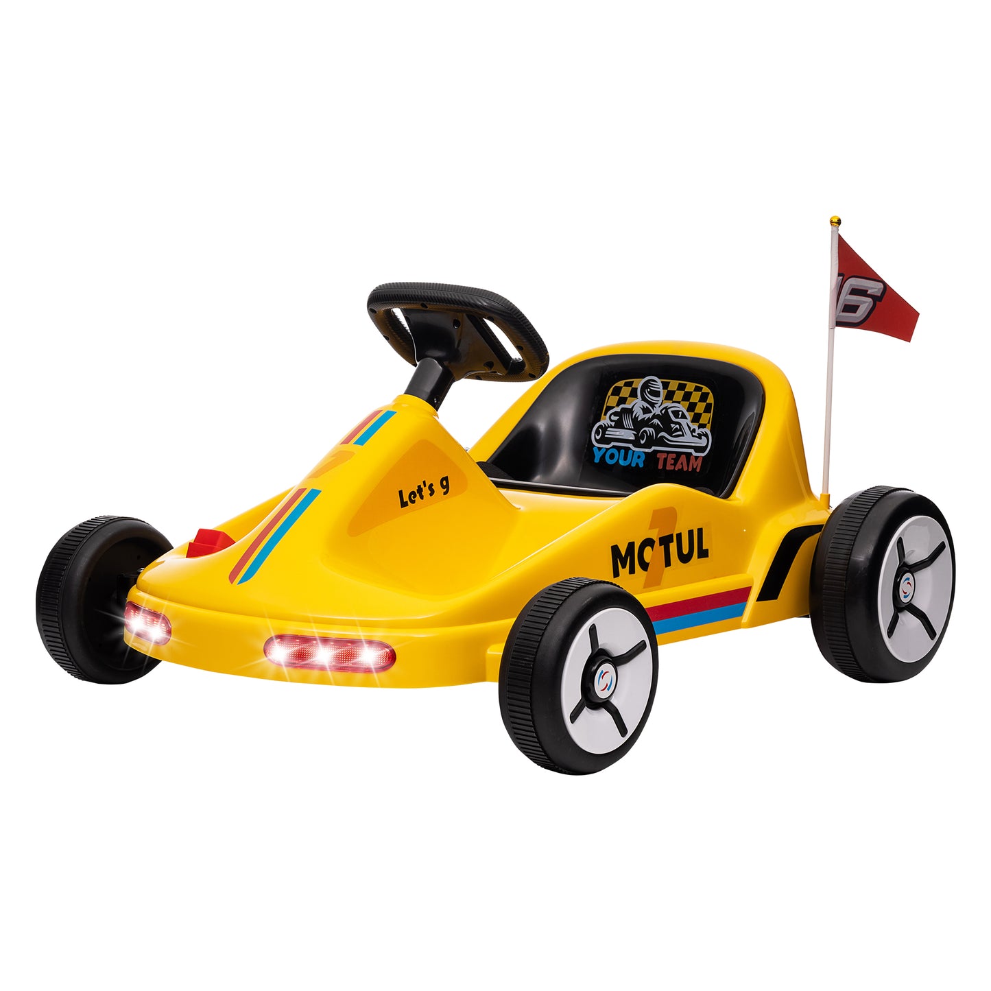 Qaba 6V Electric Go Kart for Aged 3-5 Kids with Music, Light, Horn, Blue