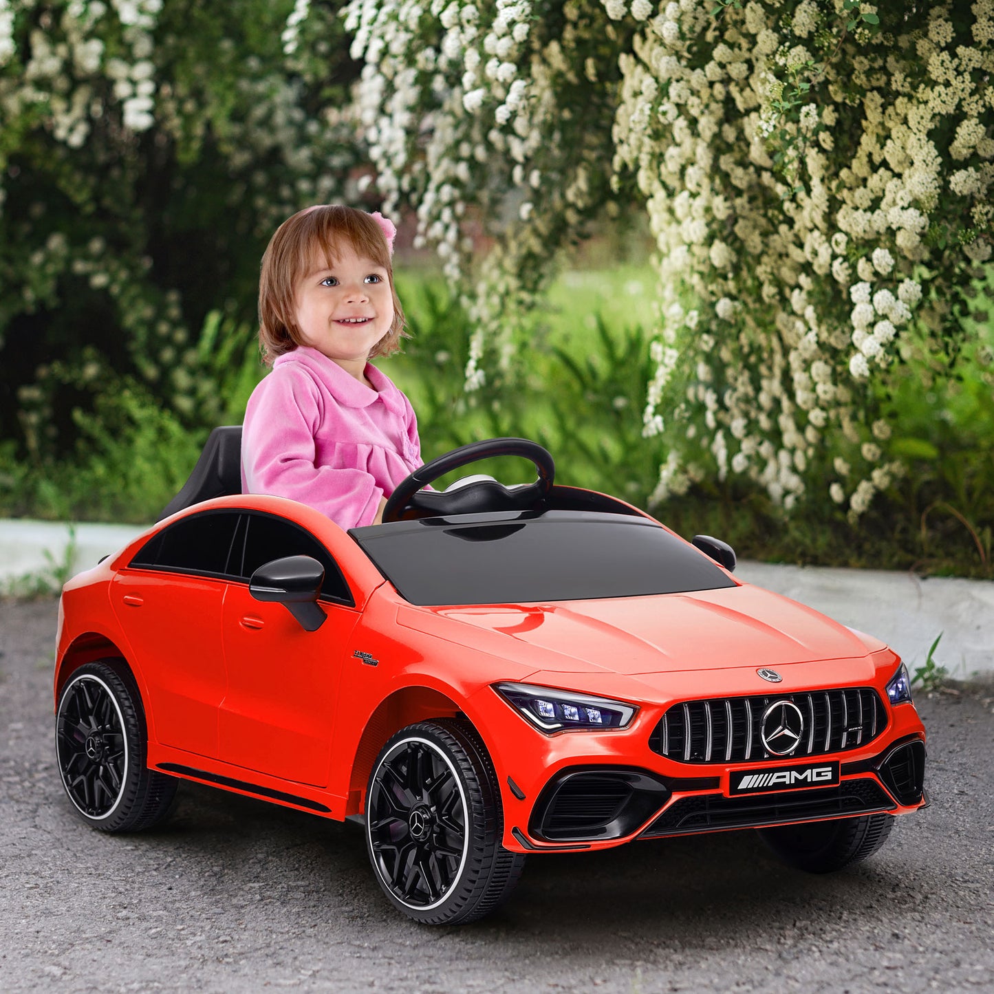 Qaba Mercedes-Benz AMG Licensed 12V Ride on Car, Kids Electric Car with Remote Control, Spring Suspension, LED Lights, Red