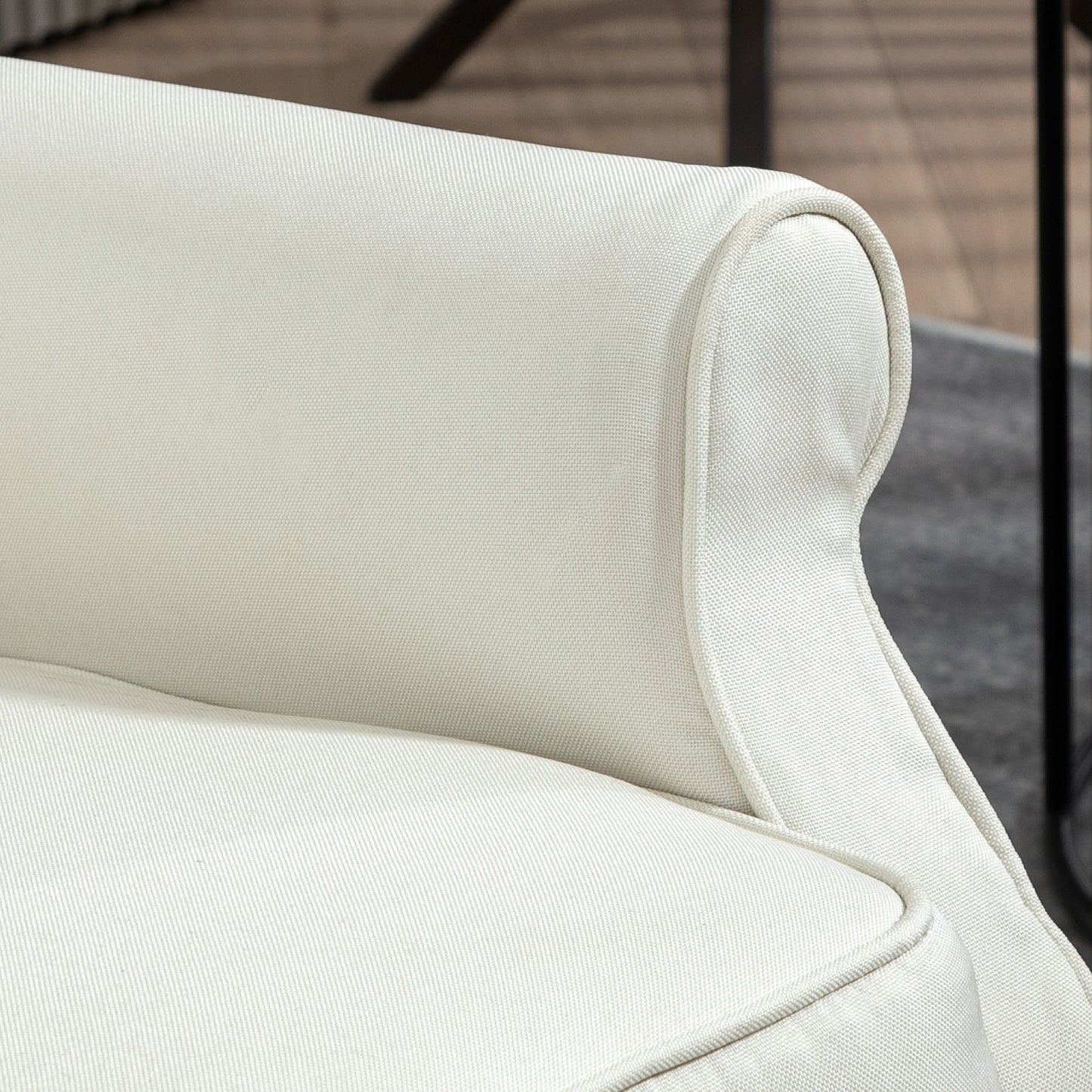 HOMCOM Wingback Reclining Chair with Footrest, Button Tufted Recliner Chair with Rolled Armrests for Living Room, Light Grey