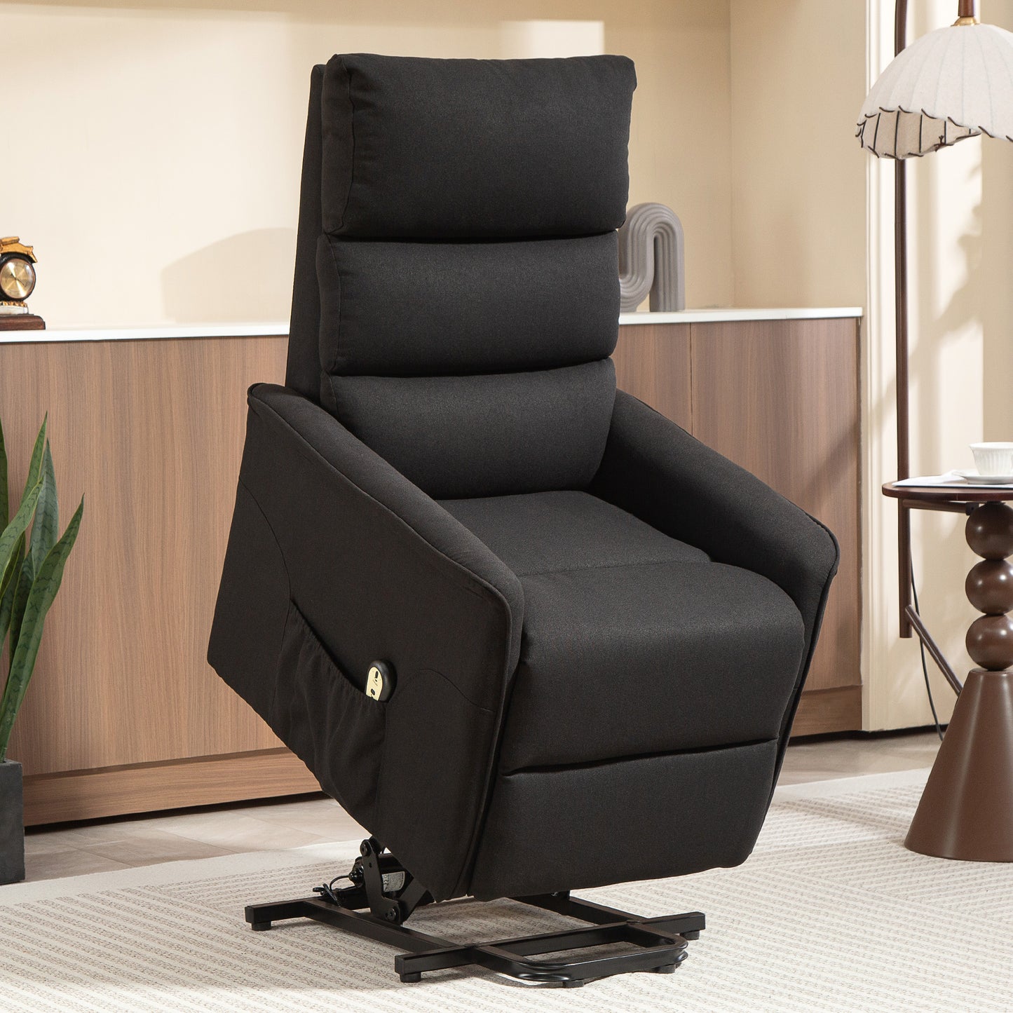 HOMCOM Lift Chair for Elderly, Power Chair Recliner with Remote Control, Side Pockets for Living Room, Dark Grey